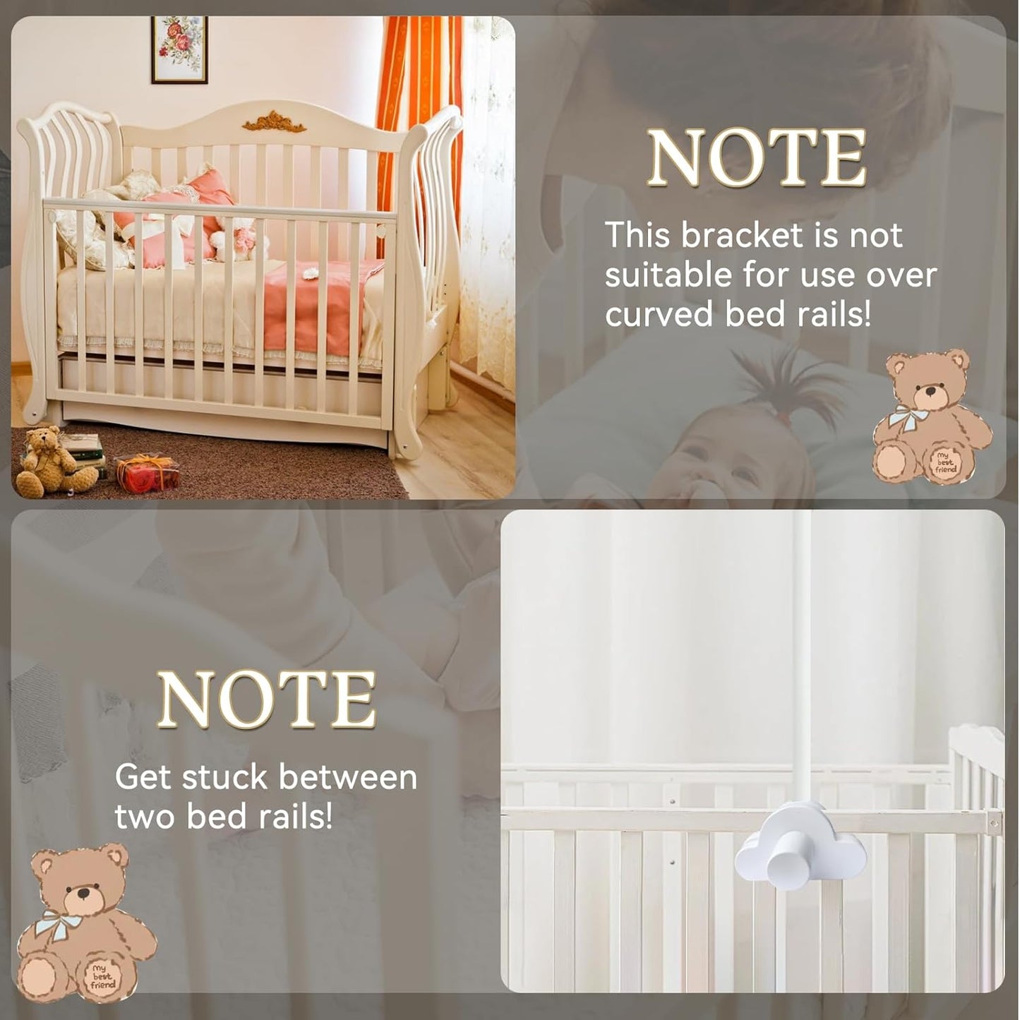 Mobile Halterung für Babybett, Weiß