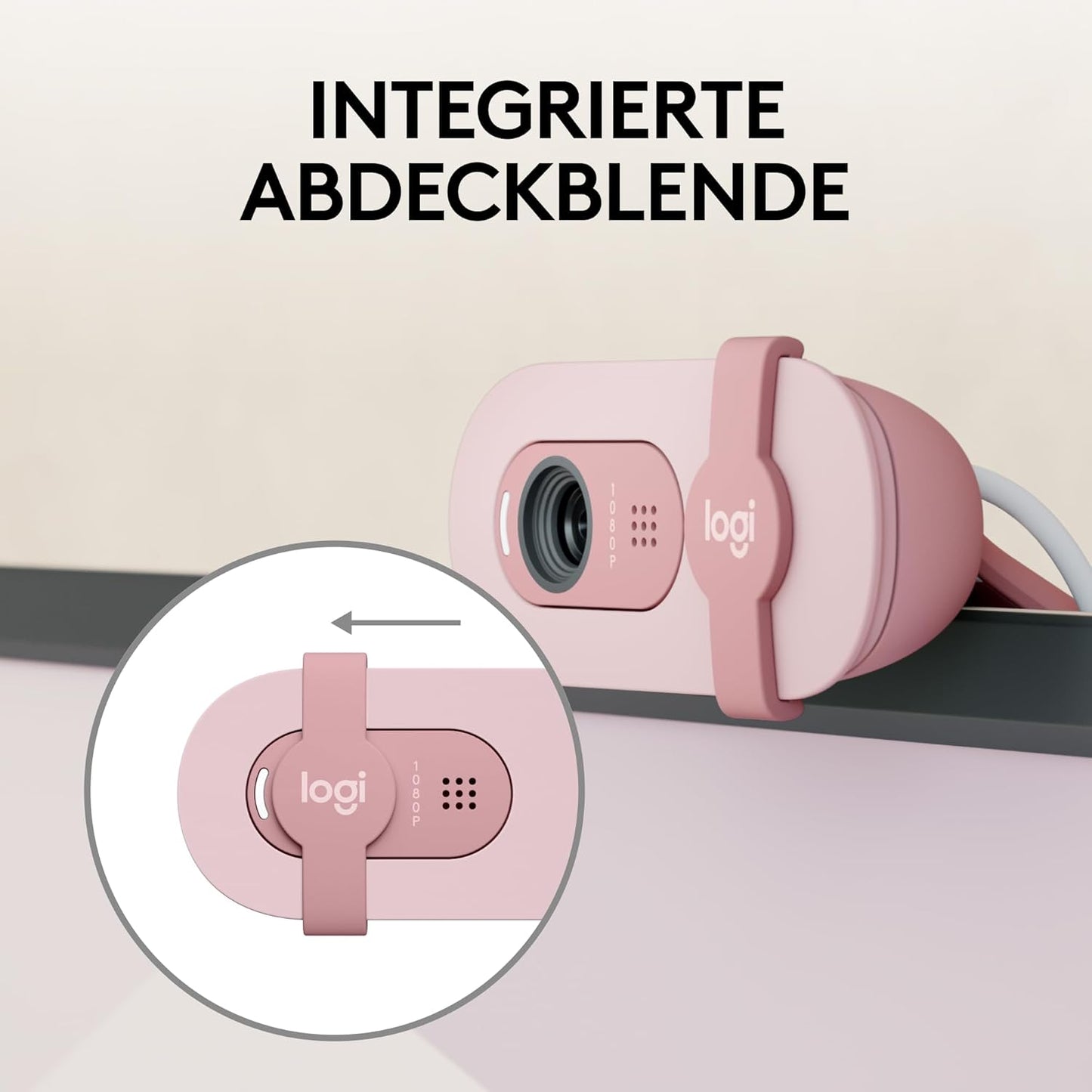 Brio 100 Full HD-Webcam mit Mikrofon und Abdeckblende, Rosa Brio 100