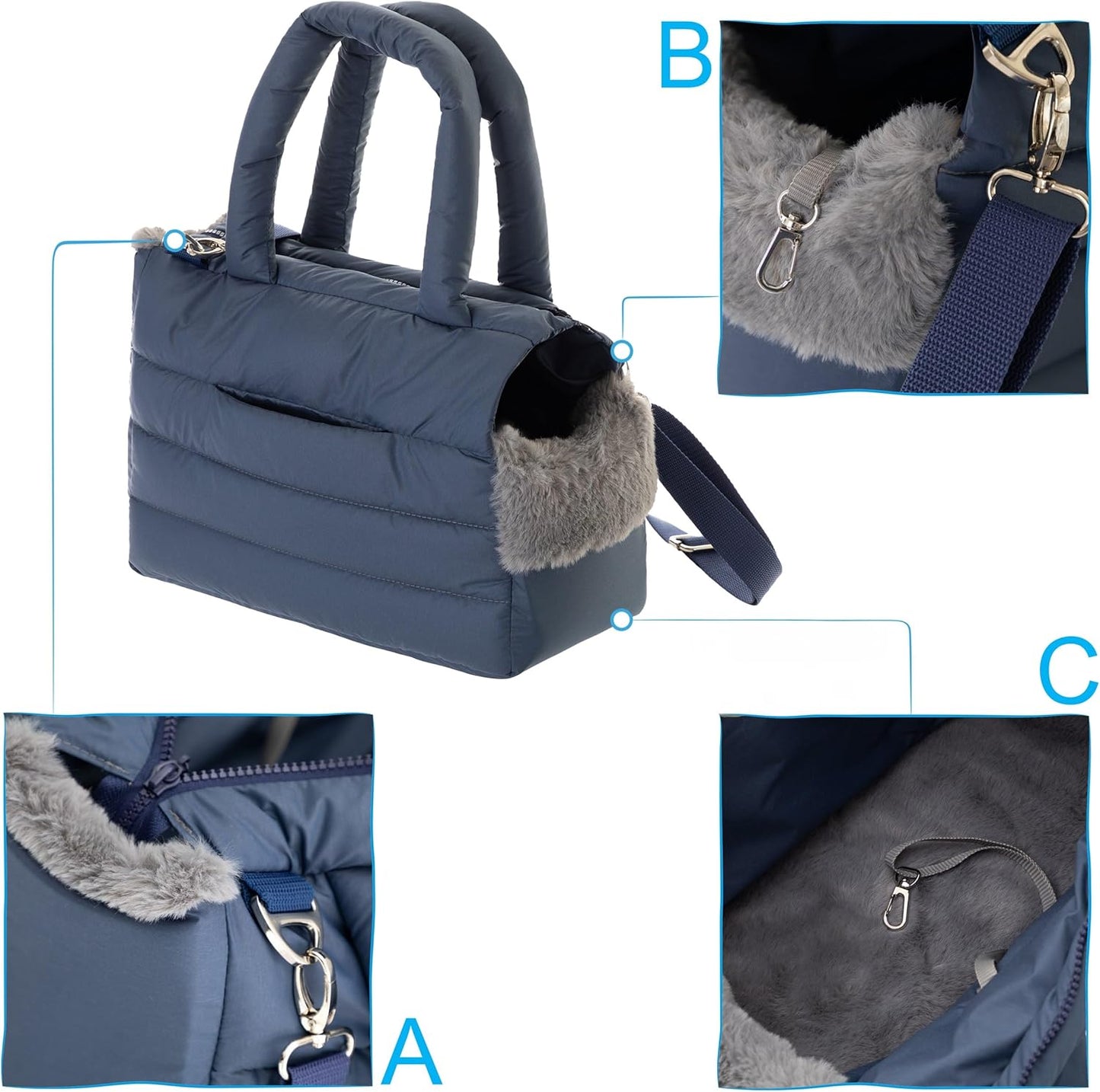 Hundetragetasche für kleine bis mittlere Haustiere, M - L 40 x B 20 x H 30 cm DUNKELBLAU