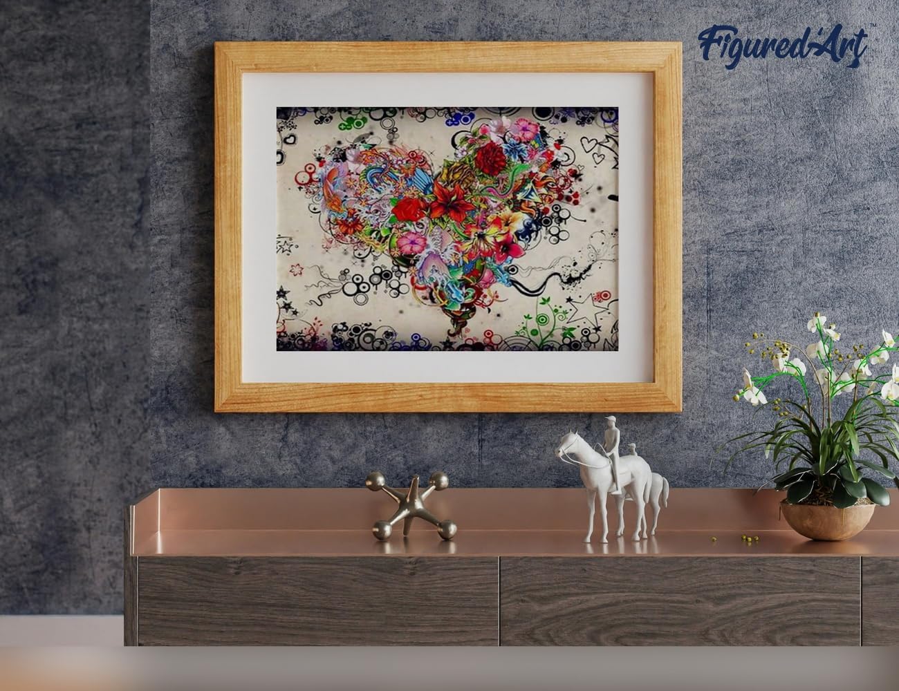 Malen-nach-Zahlen Set Blumenherz, Blumenherz 40x50cm Mit Keilrahmen (nicht gespannt)