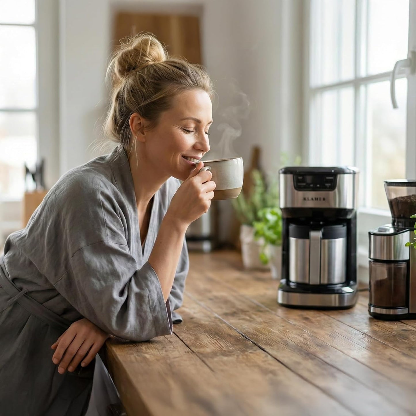 Filterkaffeemaschine mit Thermoskanne, 10 Tassen, Edelstahl
