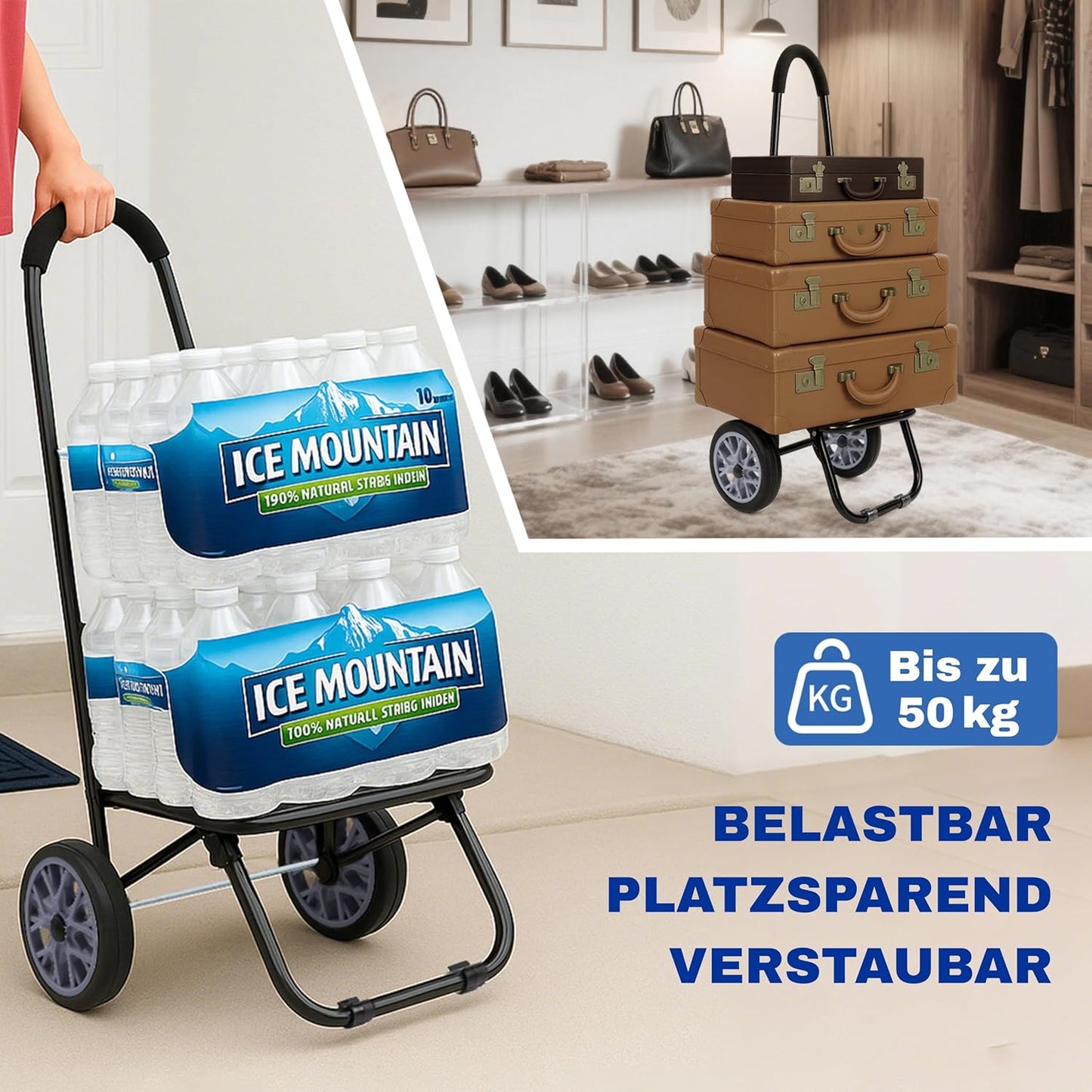 Klappbarer Einkaufstrolley mit Treppensteiger-Funktion, Grün