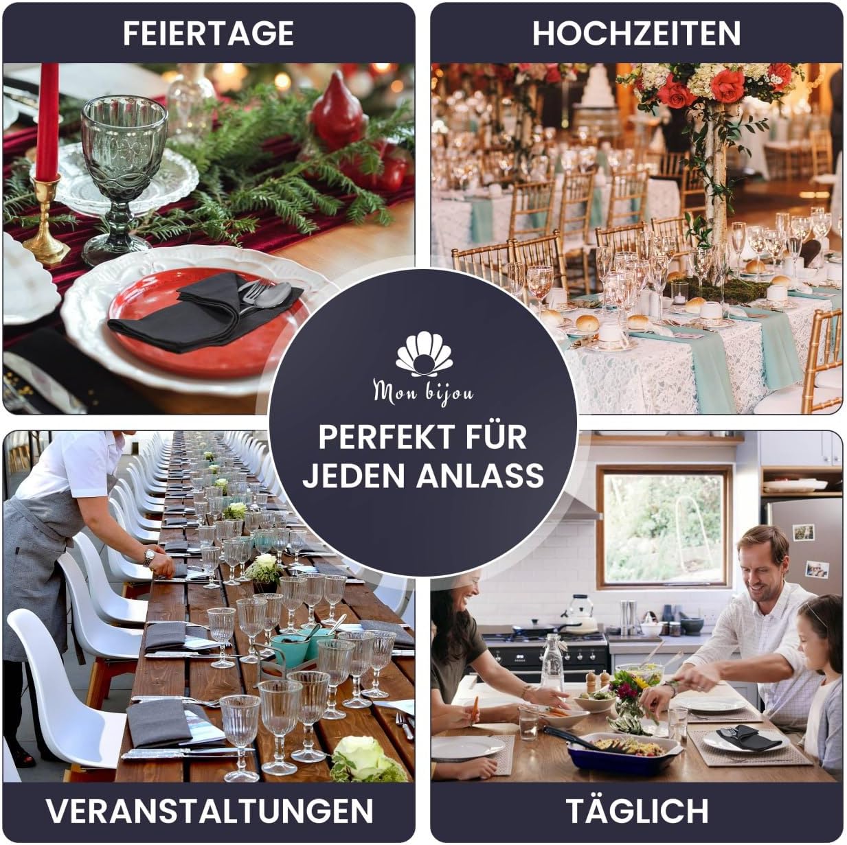12er-Set Stoffservietten, 45 x 45 cm (12er Set) 3) Dunkelgrau