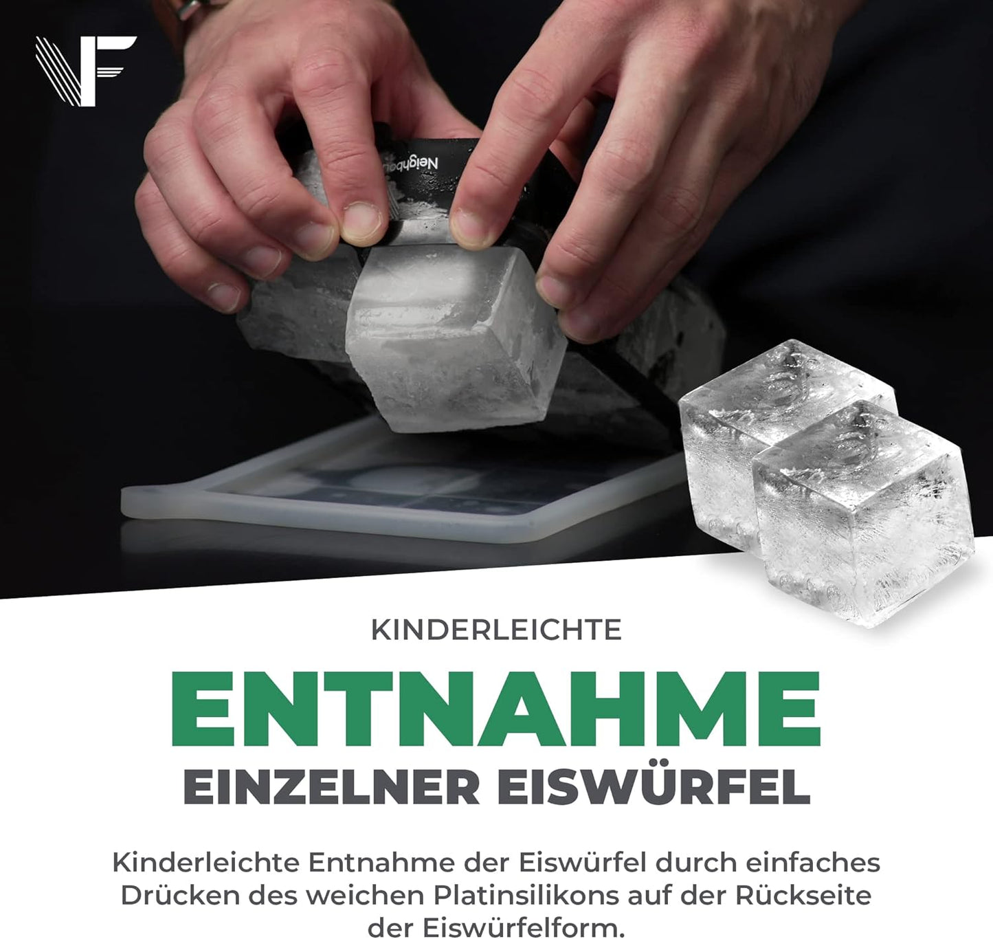 Eiswürfelform XXL-Set (3 Stück, spülmaschinenfest), 3x Eiswürfelform