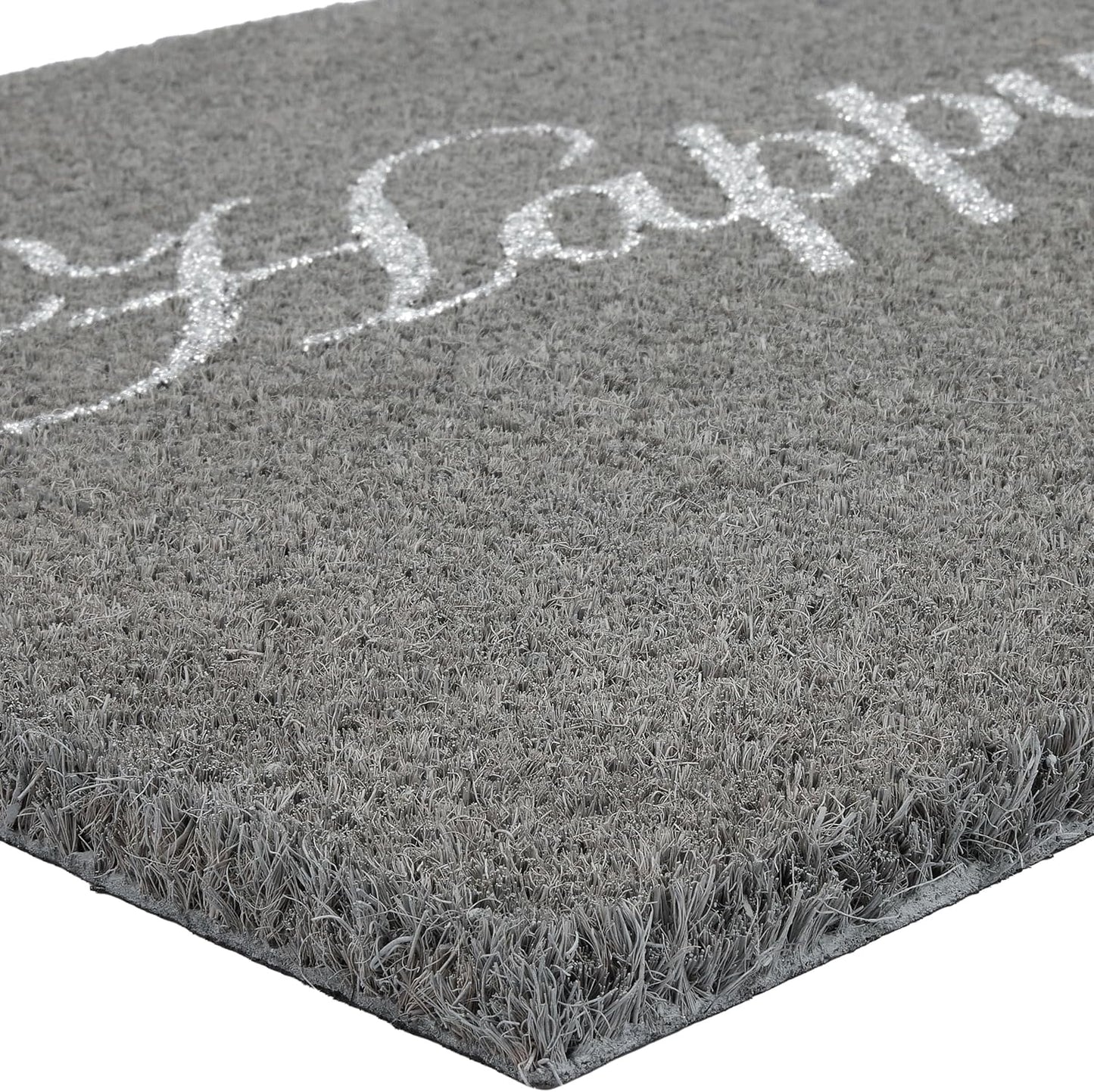Antirutsch Fussmatte, Happy Place - Grau Glitzer