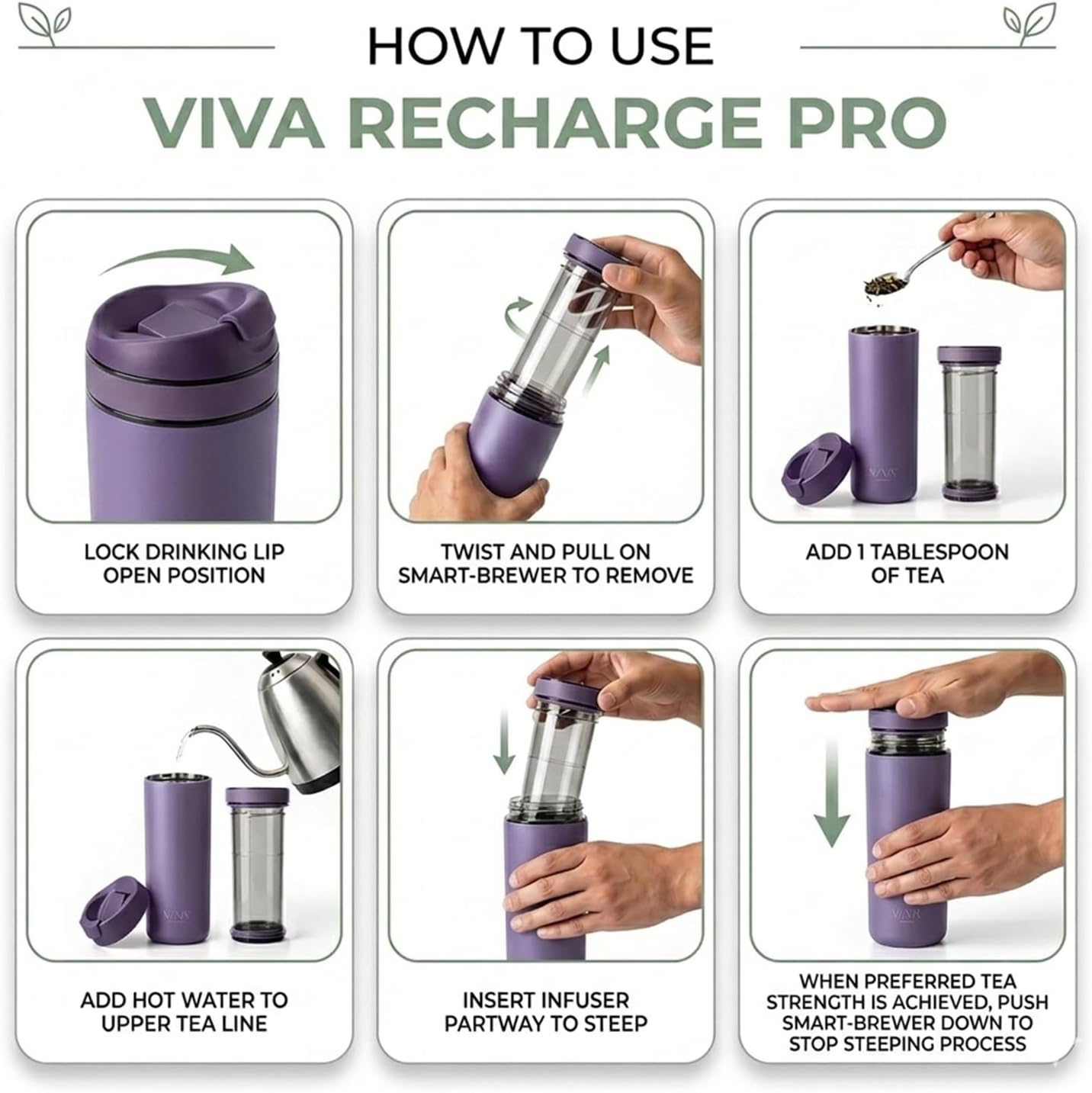 Doppelwandiger Thermobecher mit Sieb, Violet