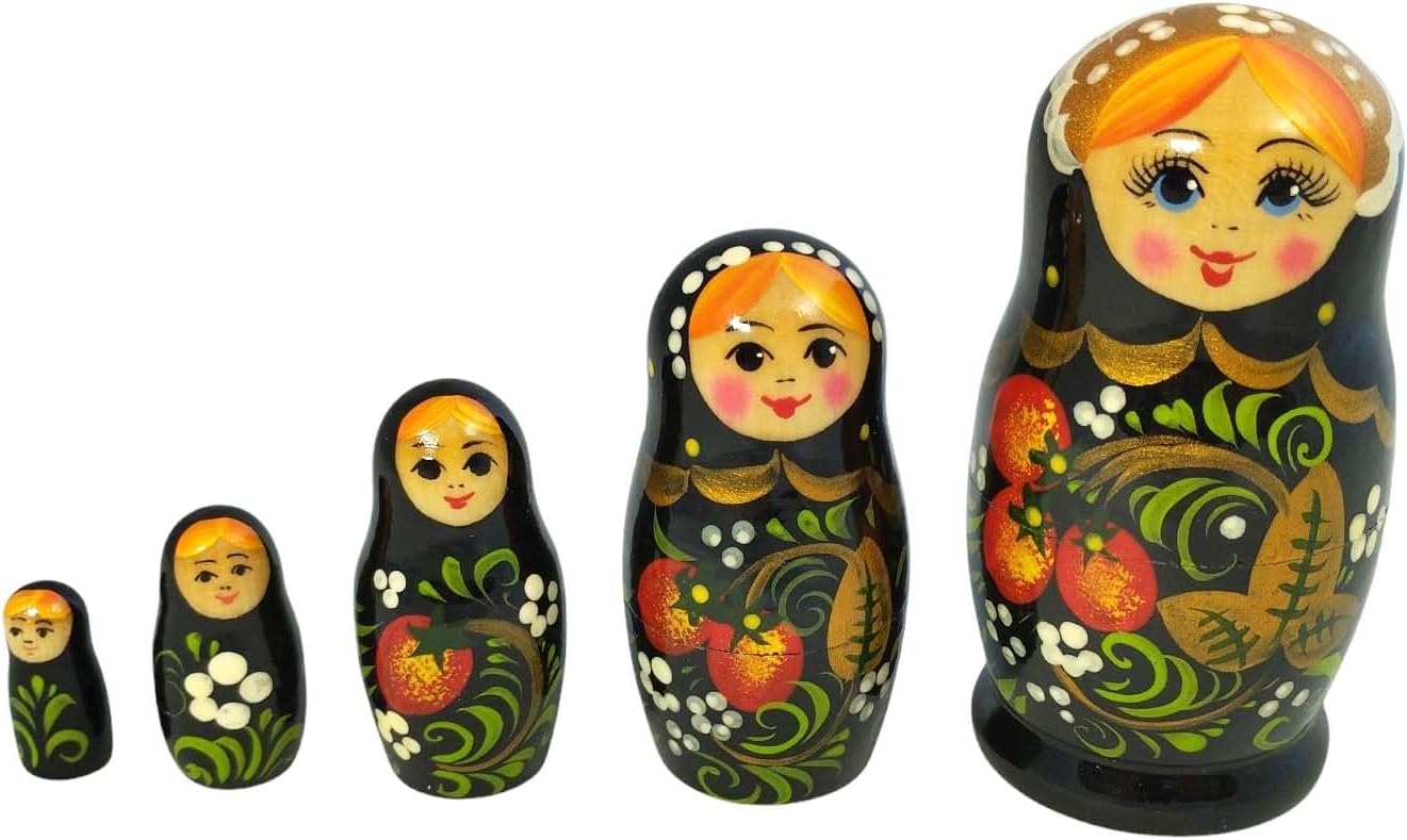 Matrjoschka Holzpuppen-Set, Schwarz
