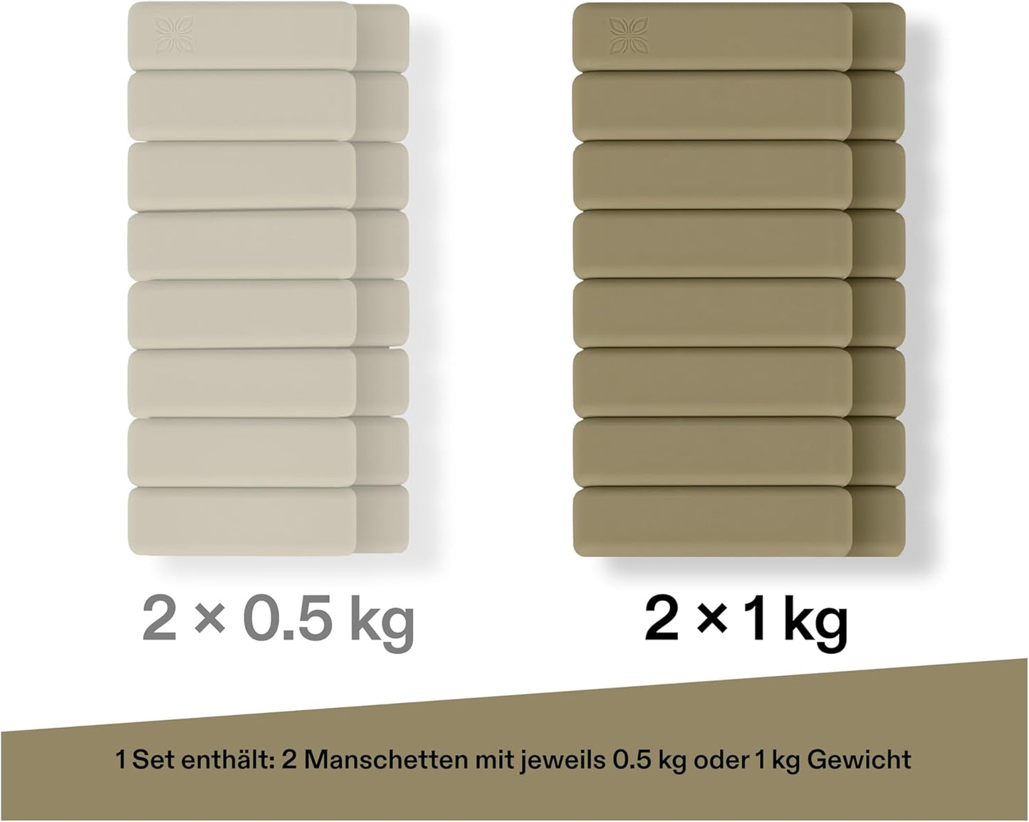 Gewichtsmanschetten aus Silikon, 2 KG (2X1 KG) SMOKY BISCUIT