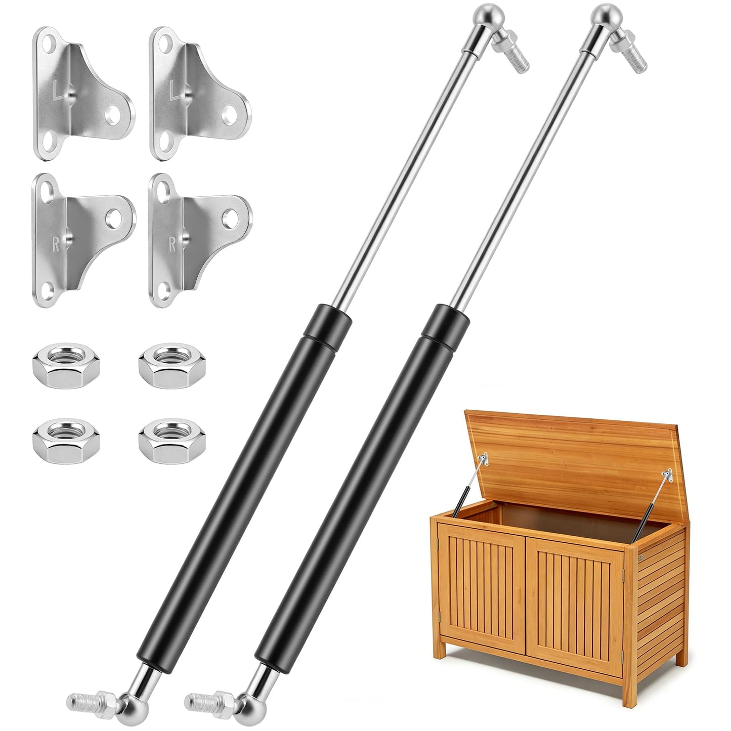 2 Stück Gasdruckfedern 395mm, 245N, 38cm