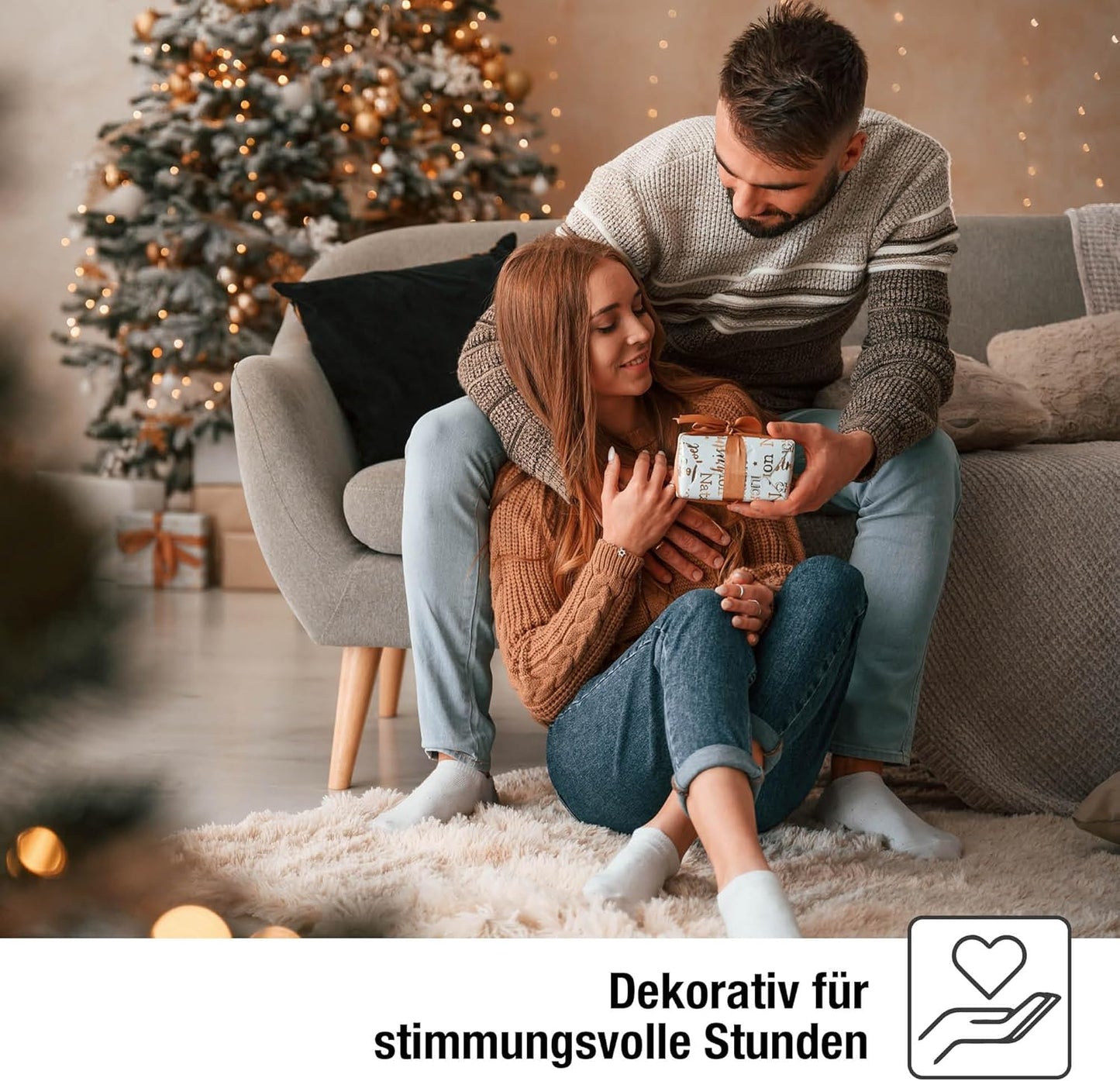 Kerzen-Lichterkette für Weihnachtsbäume, 15 Lichter / 14m beleuchtet