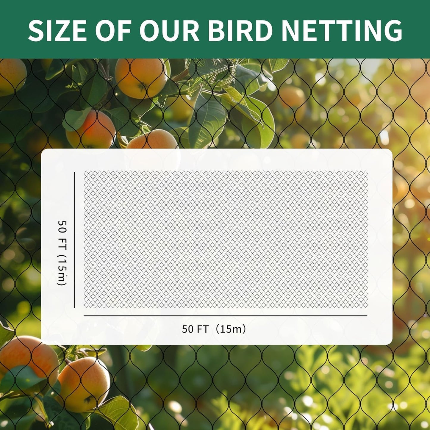 Feinmaschiges Teich- und Vogelschutznetz 15x15m