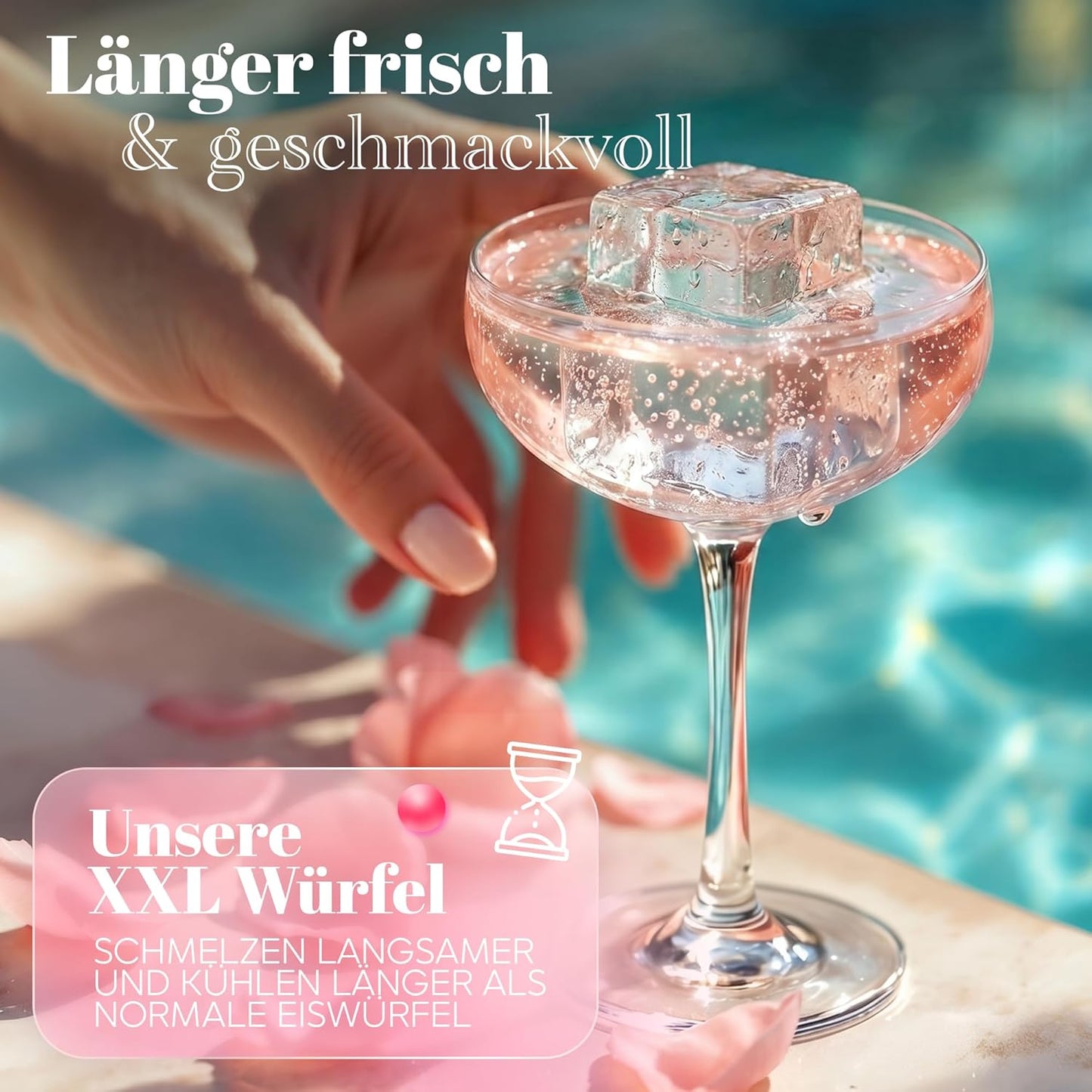 Eiswürfelform mit Deckel, 2er-Set, Rosa 02x Würfel