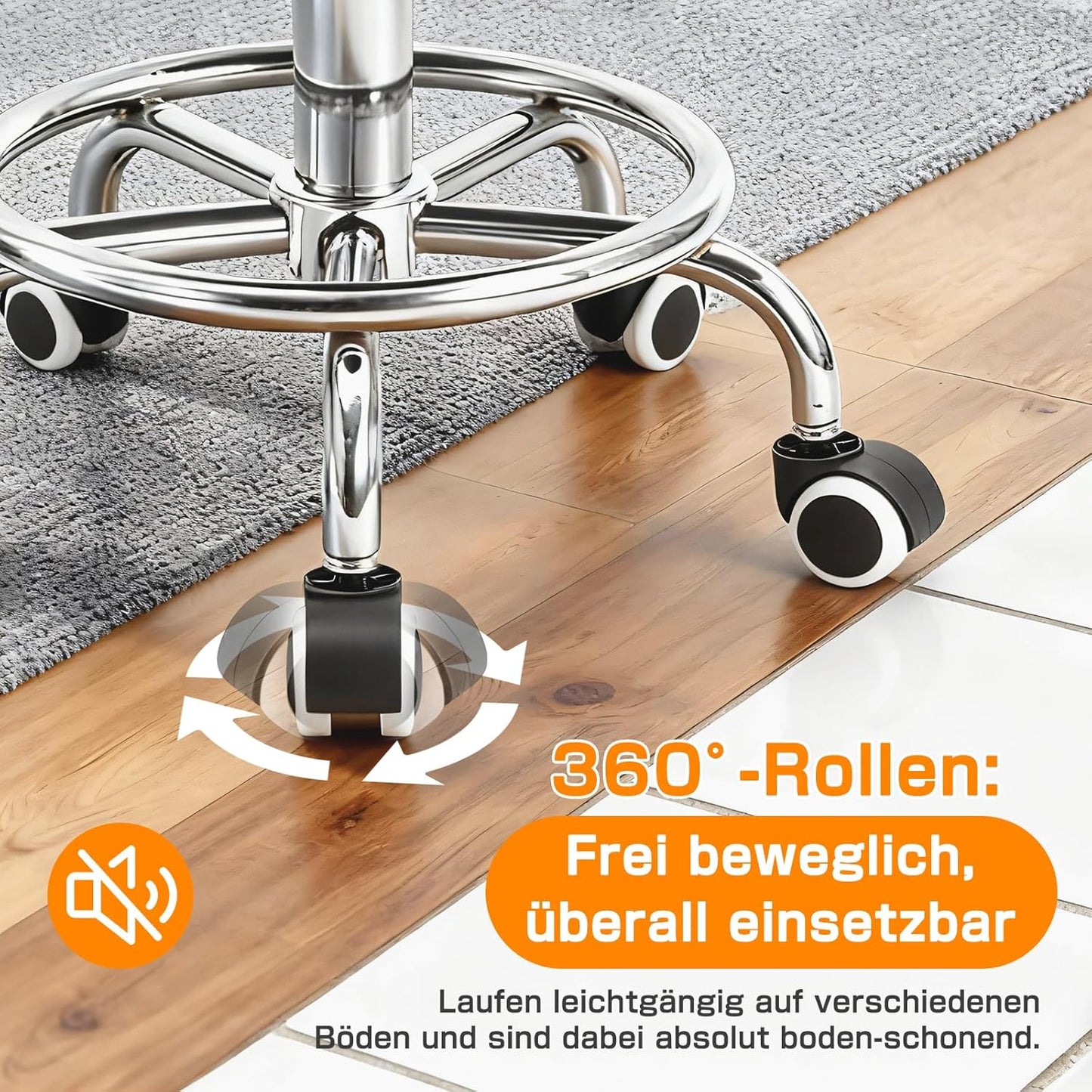 Höhenverstellbarer Sattelhocker mit Lehne, Weiss