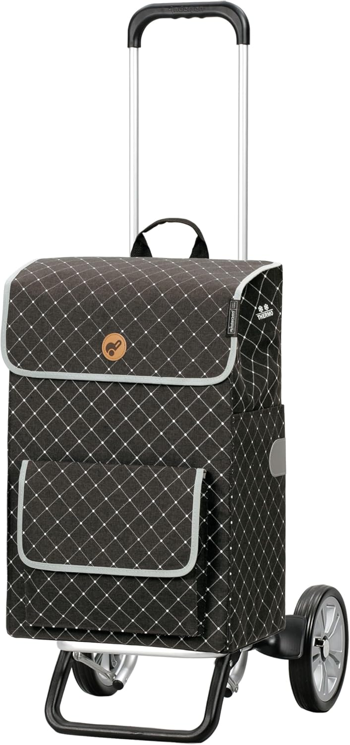 Höhenverstellbarer Einkaufstrolley Alu Star Shopper Tamo mit abnehmbarer 51 L Einkauftasche, Anthrazit