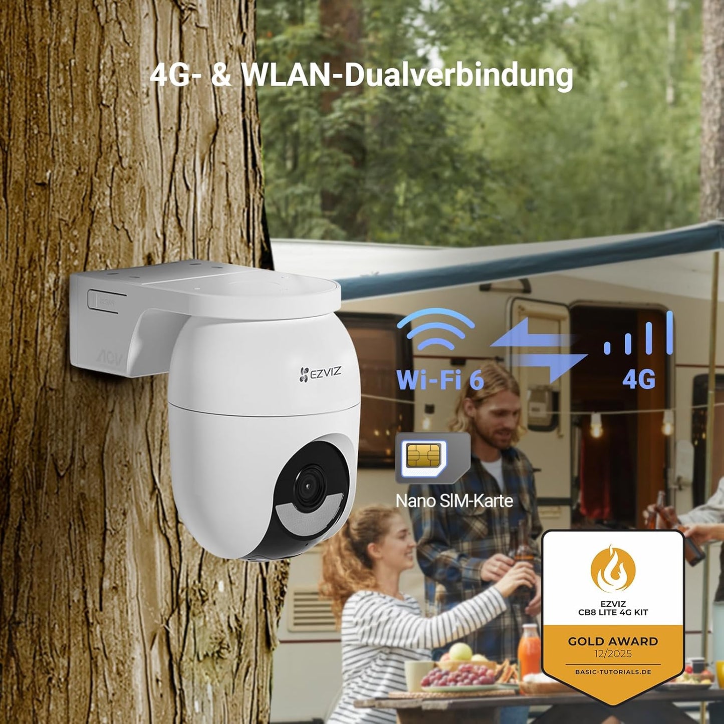 CS-CB8c Überwachungskamera mit PTZ, Farbnachtsicht & Person/Fahrzeugerkennung, 4G & WiFi Solar Kamera