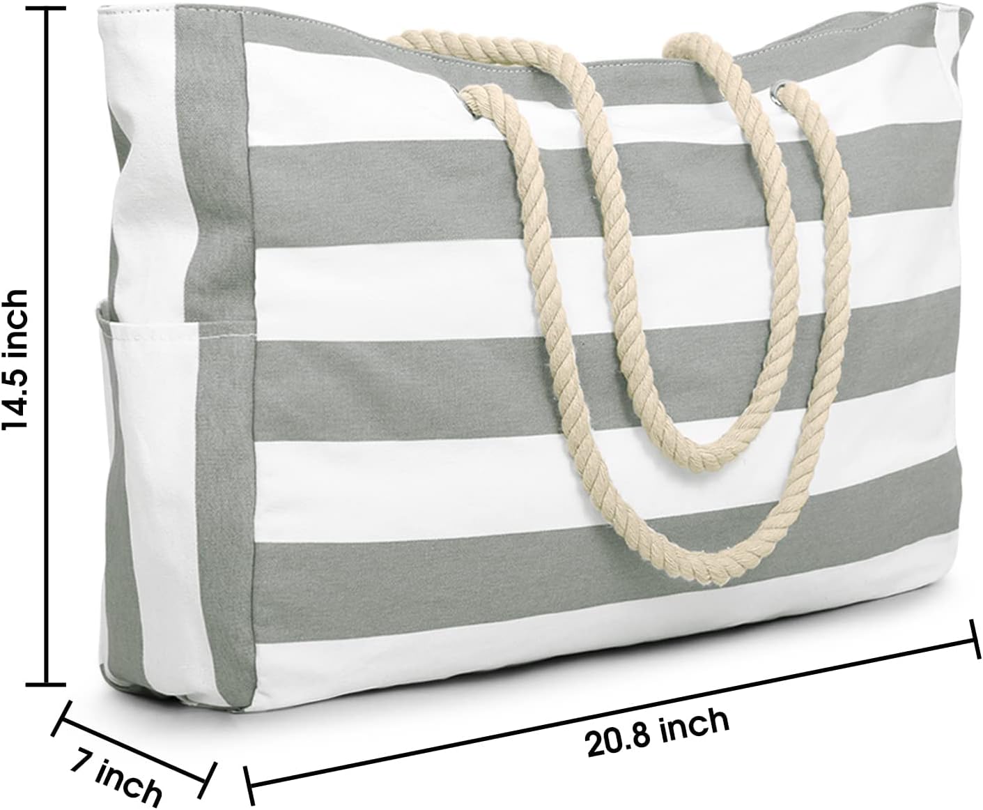 Wasserdichte Strandtasche mit Reissverschluss, Hellgrau