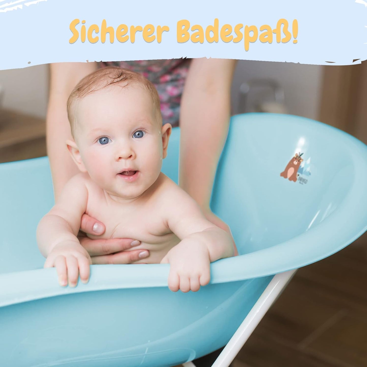 Babybadewanne mit Stöpsel, Bärchen Blau 1 - Set