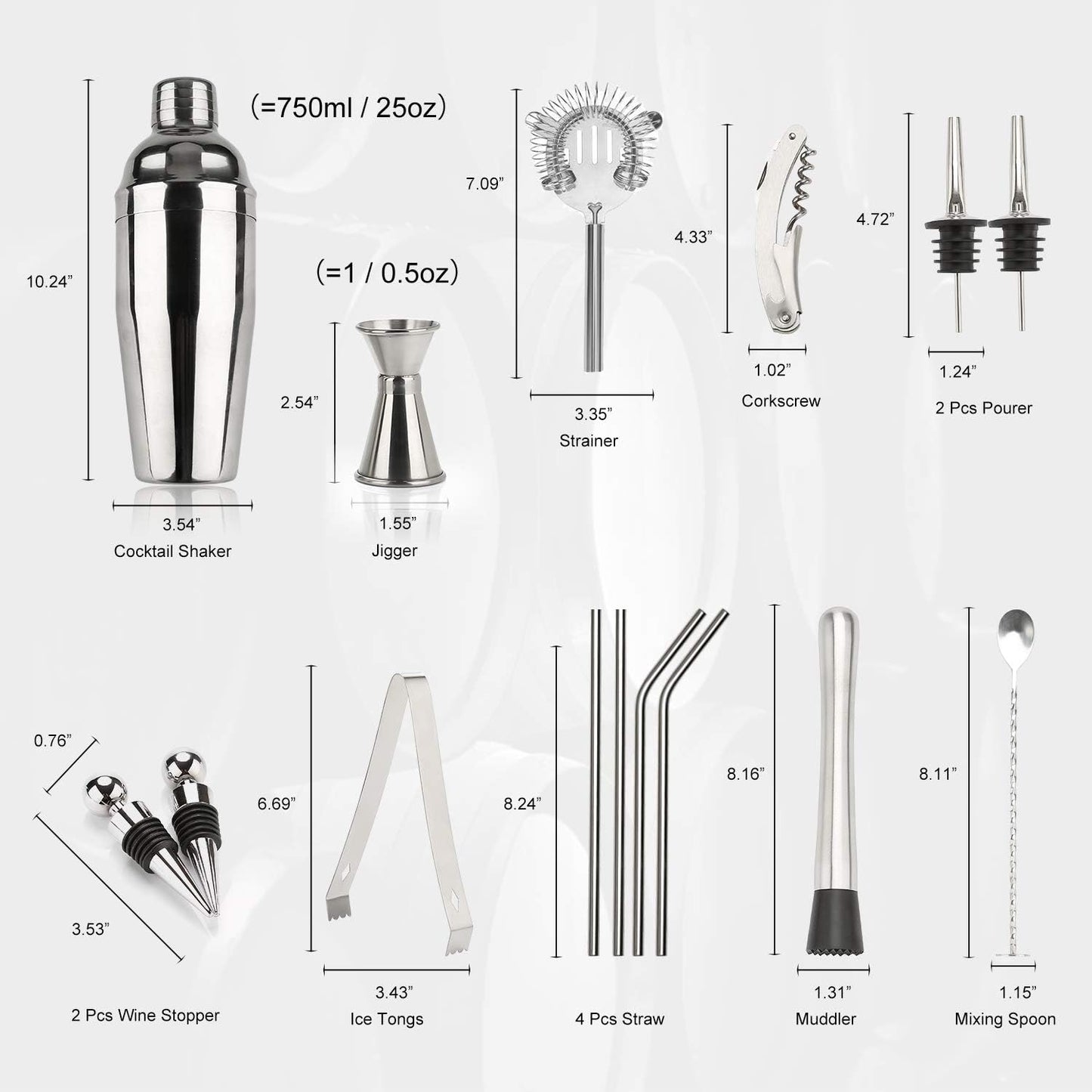 Cocktail-Shaker-Set, Silber