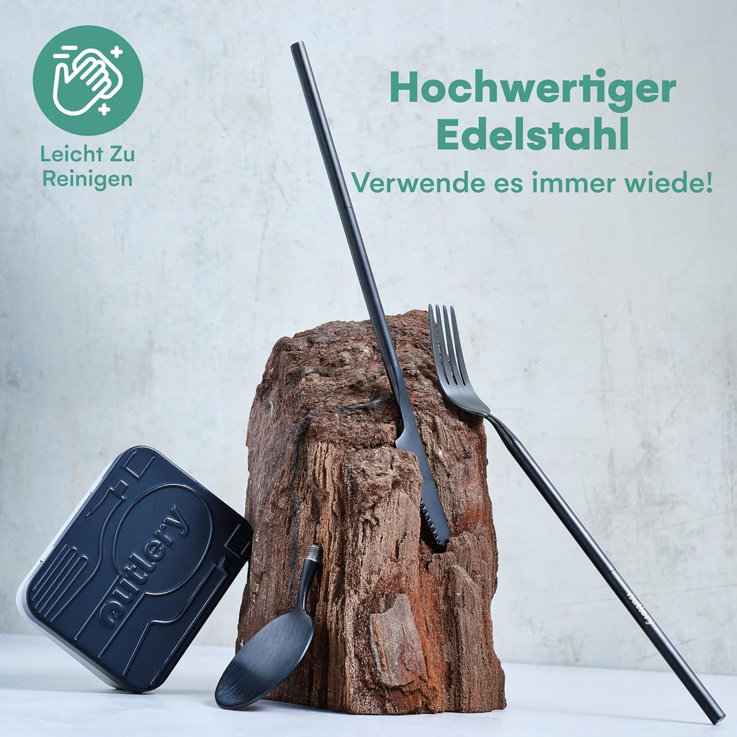 Reisebesteck-Set für 1 Person mit Etui, Walblau