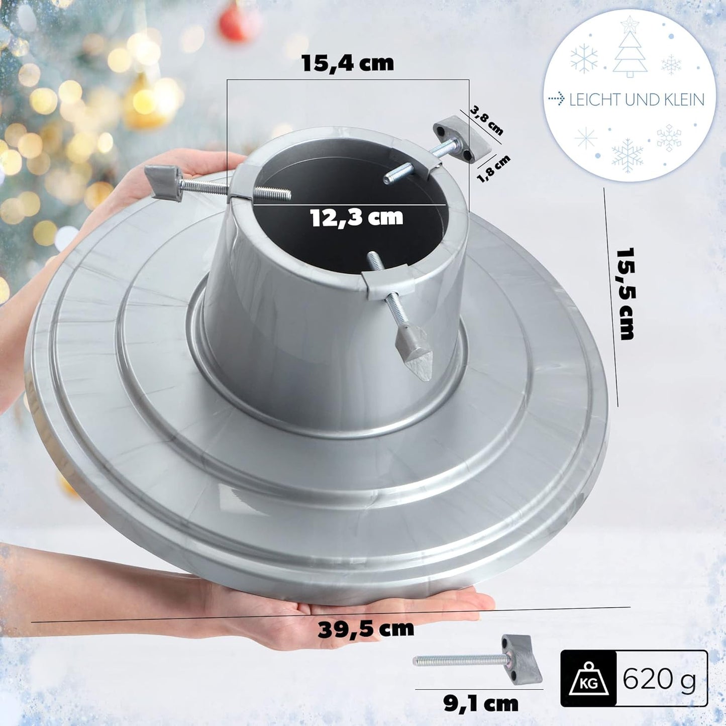 Weihnachtsbaumständer mit Wasserbehälter, Silber / Baumhöhe Bis 2m