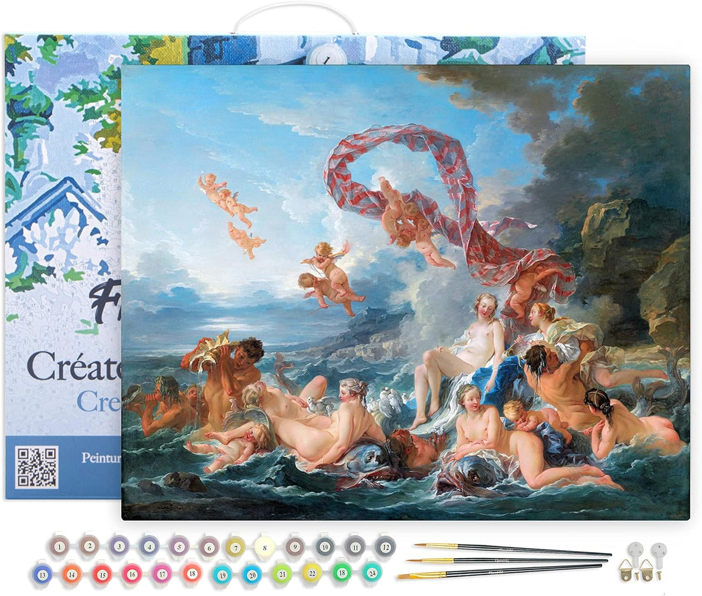 Malen nach Zahlen Set "Der Triumph der Venus" mit Rahmen, Der Triumph der Venus - François Boucher 40x50cm Mit Rahmen (bereits gespannt)