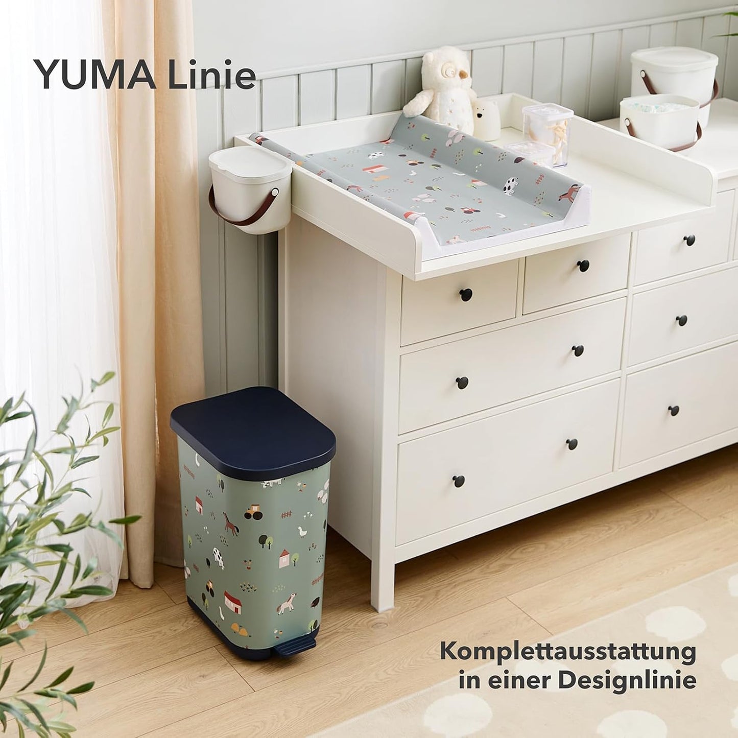 Yuma geruchsdichter Windeleimer mit Beuteln, grün Eimer & 30 Beutel