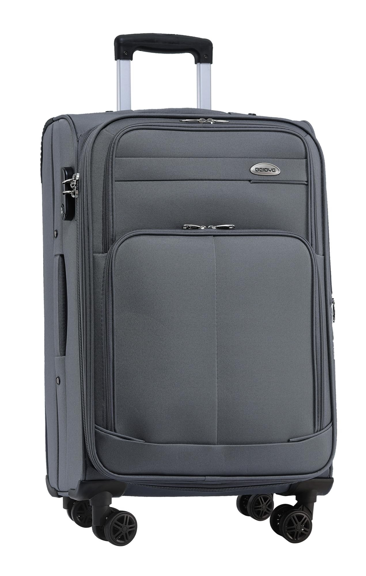 Leichter XL-Stoffkoffer mit Zahlenschloss, Grau XL-Grosser Koffer-74cm
