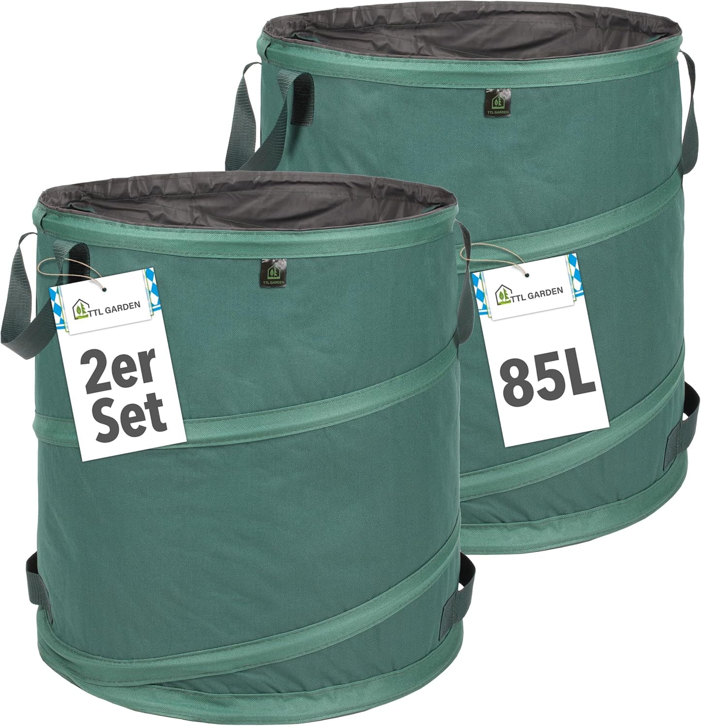 2-teiliges Pop-up Gartensack-Set, 85L Premium 2x