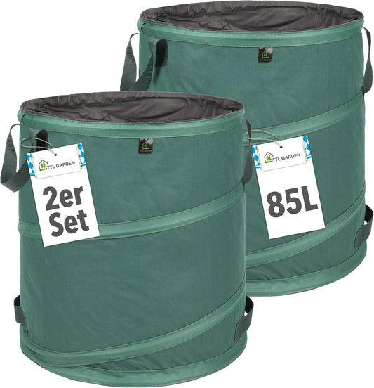2-teiliges Pop-up Gartensack-Set, 85L Premium 2x