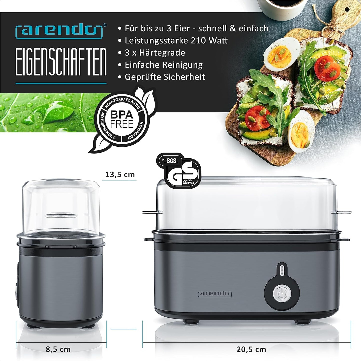 Eierkocher Threecook, Cool Grey