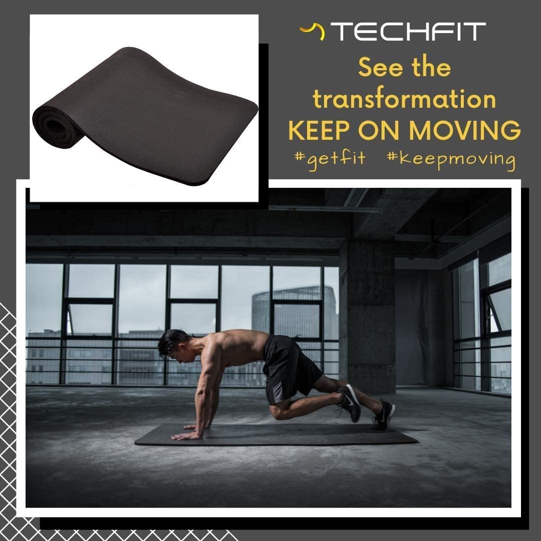 Yogamatte Rutschfest für Heimtraining und Pilates, Black 10 mm