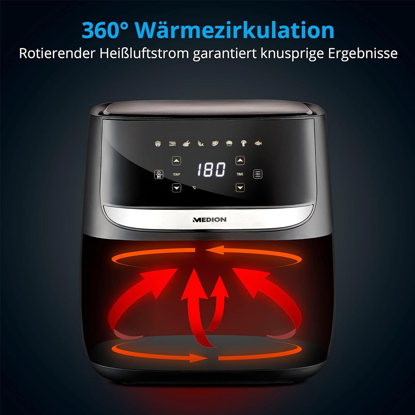 Heissluftfritteuse E50 XL, 5,7 Liter / Schwarz
