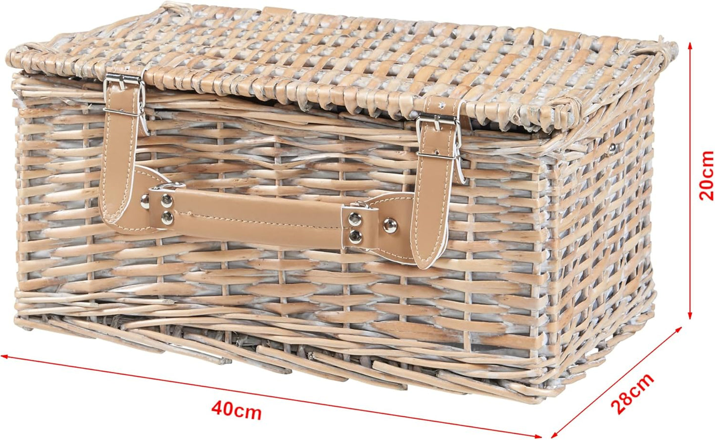Picknickkorb für 2 Personen, 40 x 28 x 20 cm