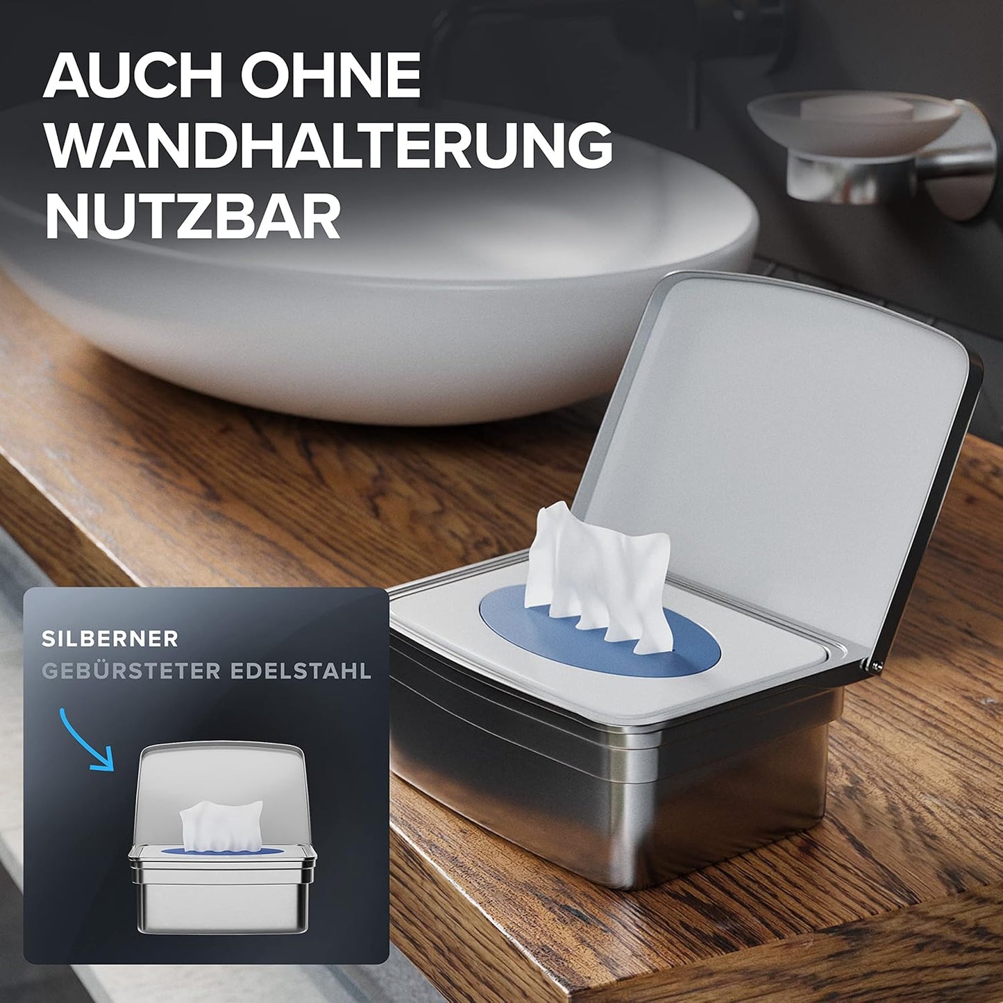 Feuchttücher-Aufbewahrungsbox, Silber Zum Kleben