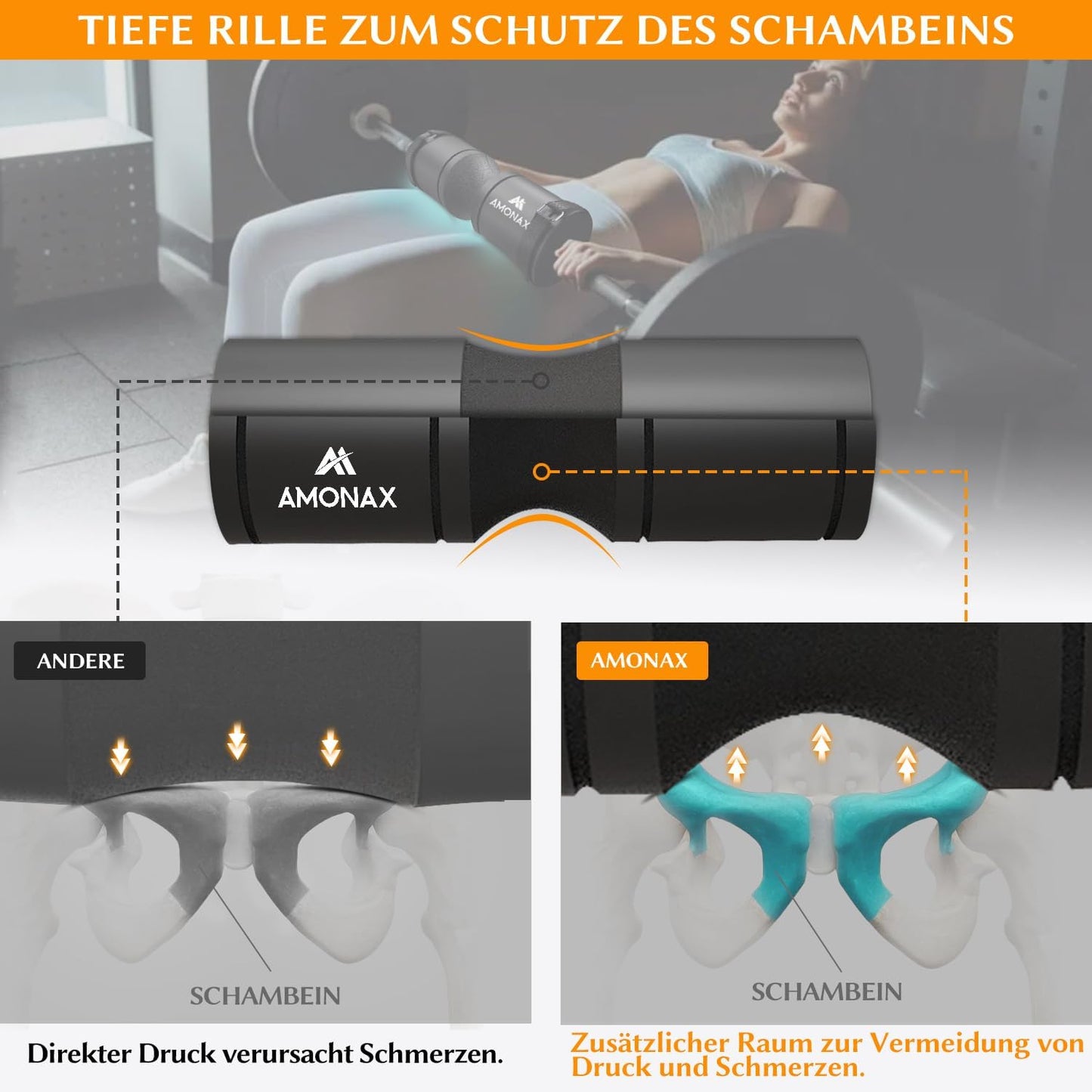 Langhantel Nackenschutz für Hip Thrust & Squats, Schwarz - Schaumstoff