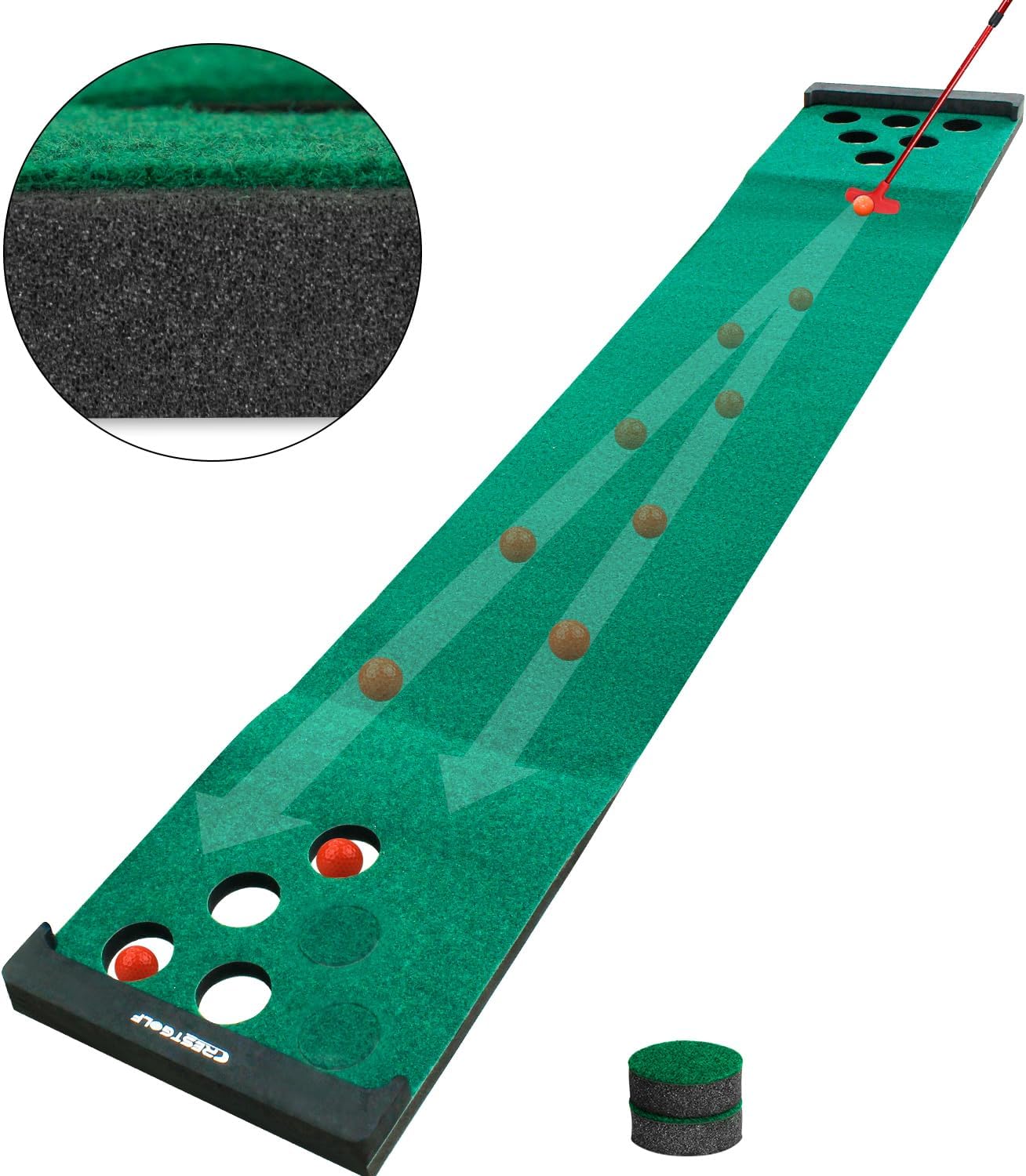 Golf Puttingmatte mit 2 Putter & 6 Bällen, green