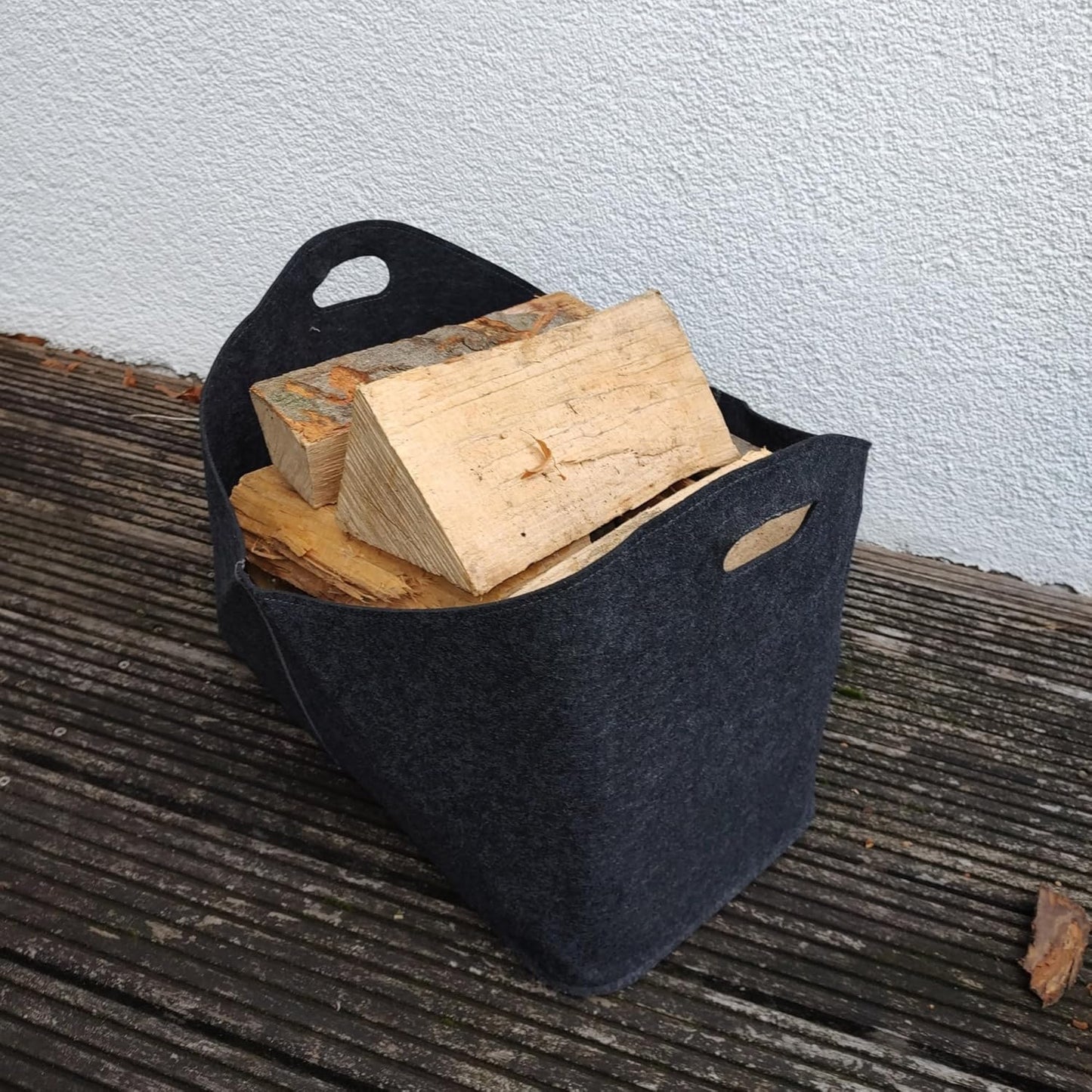 3 x Kaminholzkörbe, Grau Gross 3 Pieces (53 x 32 x 40 cm)