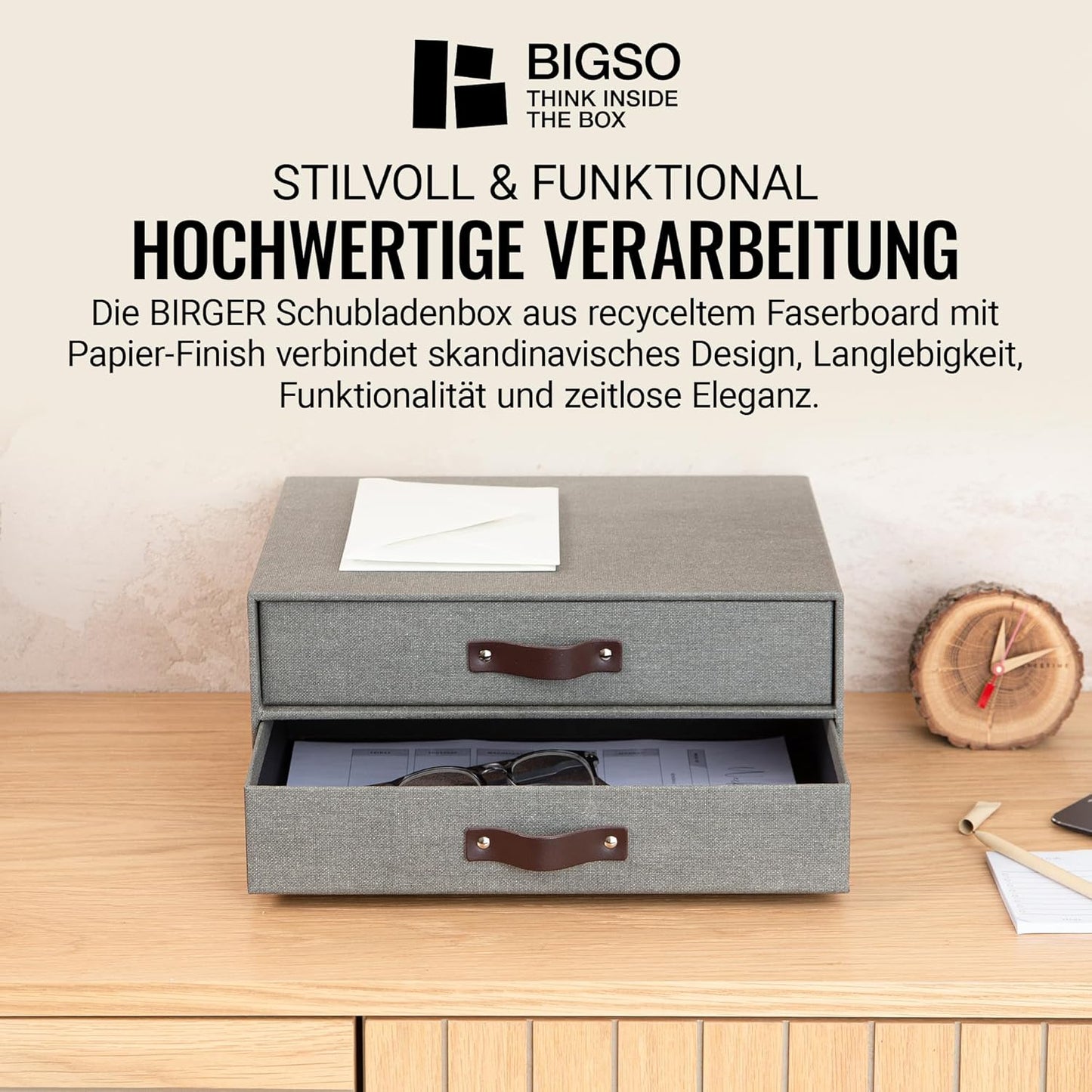 Birger Schubladenbox mit 2 Schubladen, Grau 2