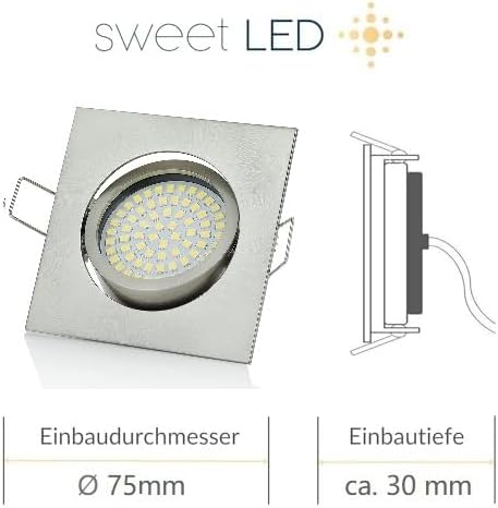 6er-Set schwenkbare LED-Einbaustrahler, Eckig-warmweiss