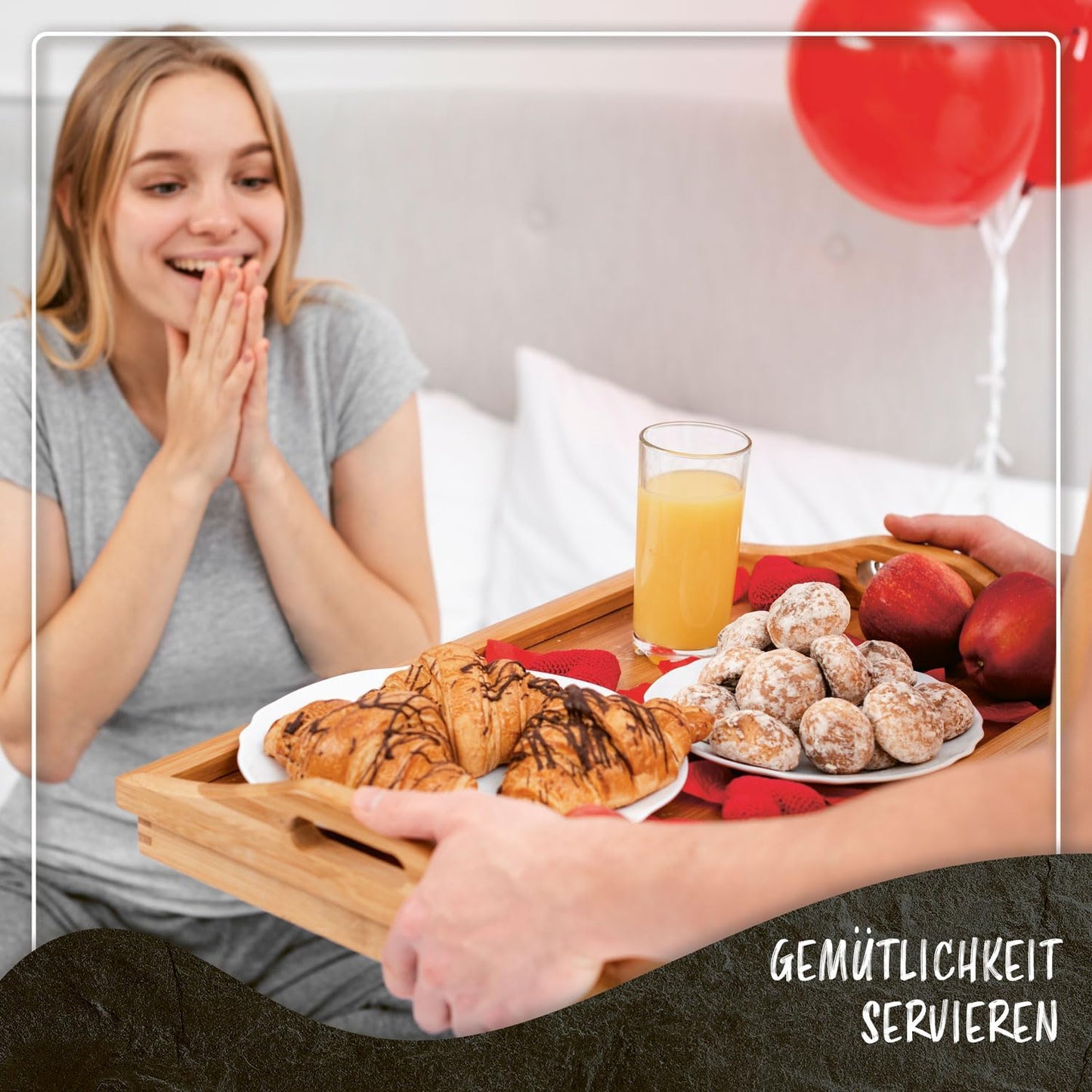 Frühstückstablett mit klappbaren Beinen, Xxl Natur