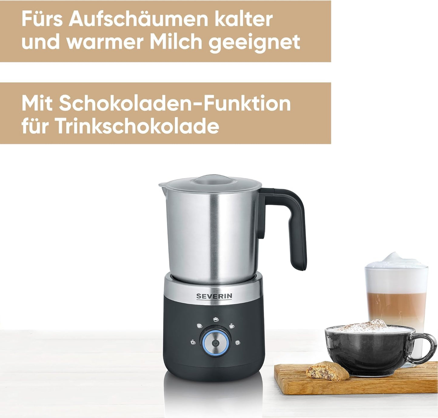 Elektrischer Milchaufschäumer SM 3588, Milchaufschäumer mit Behälter 300ml