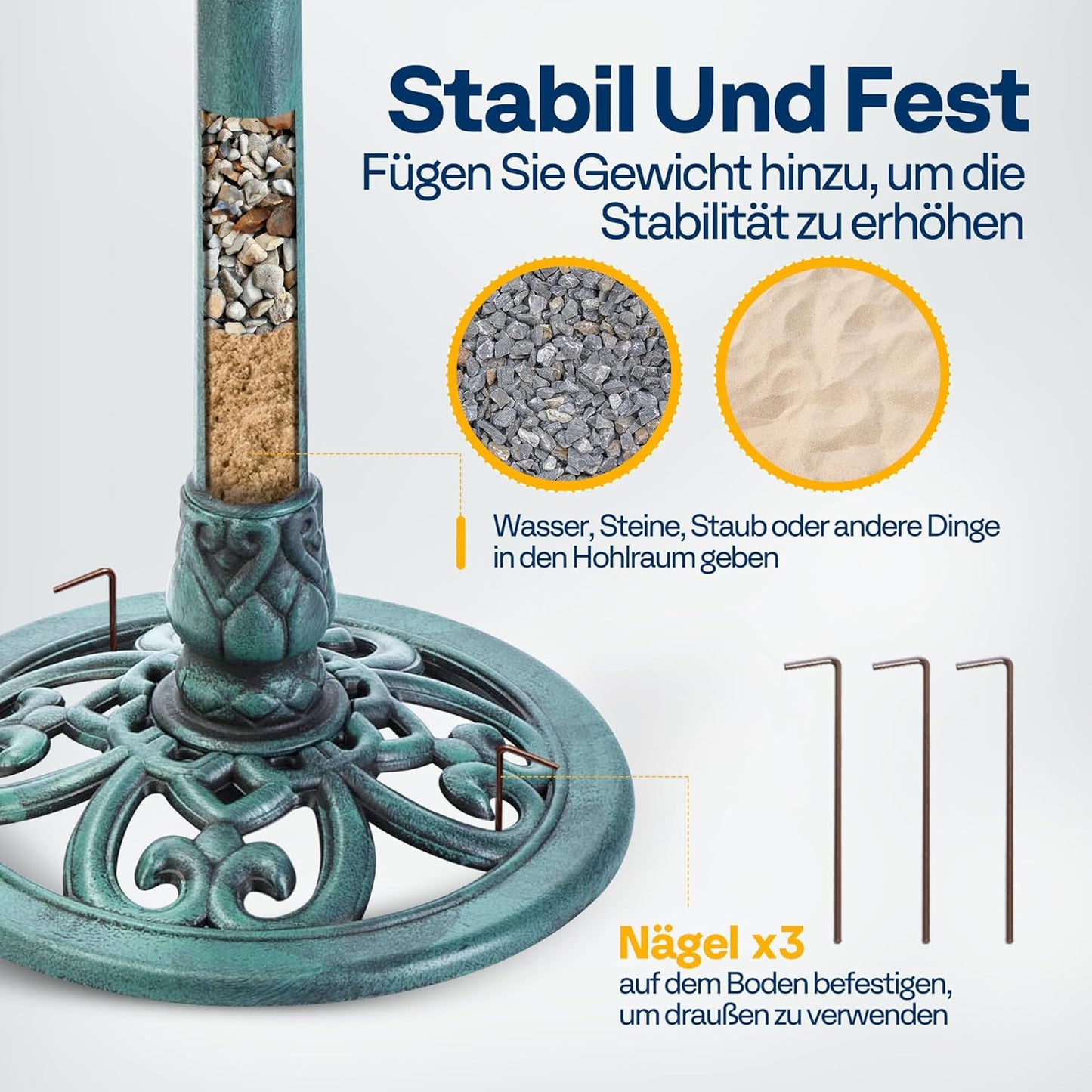 2-in-1 Vogelbad und Solarbrunnen, Grün mit Solarbrunnen