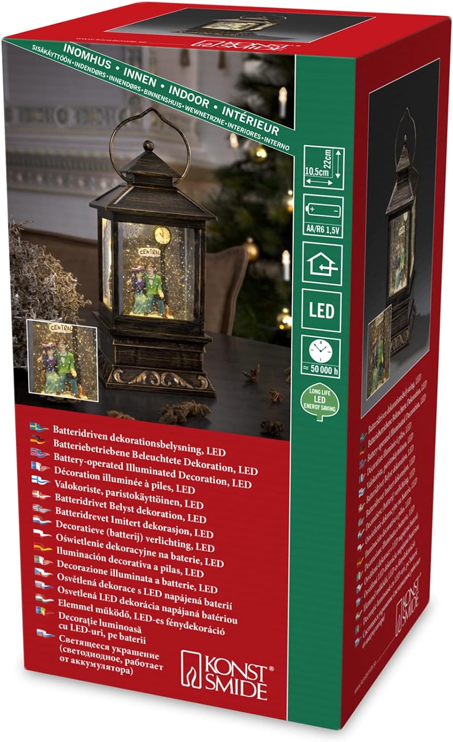 2809-000 LED-Laterne Schneelandschaft, Pärchen