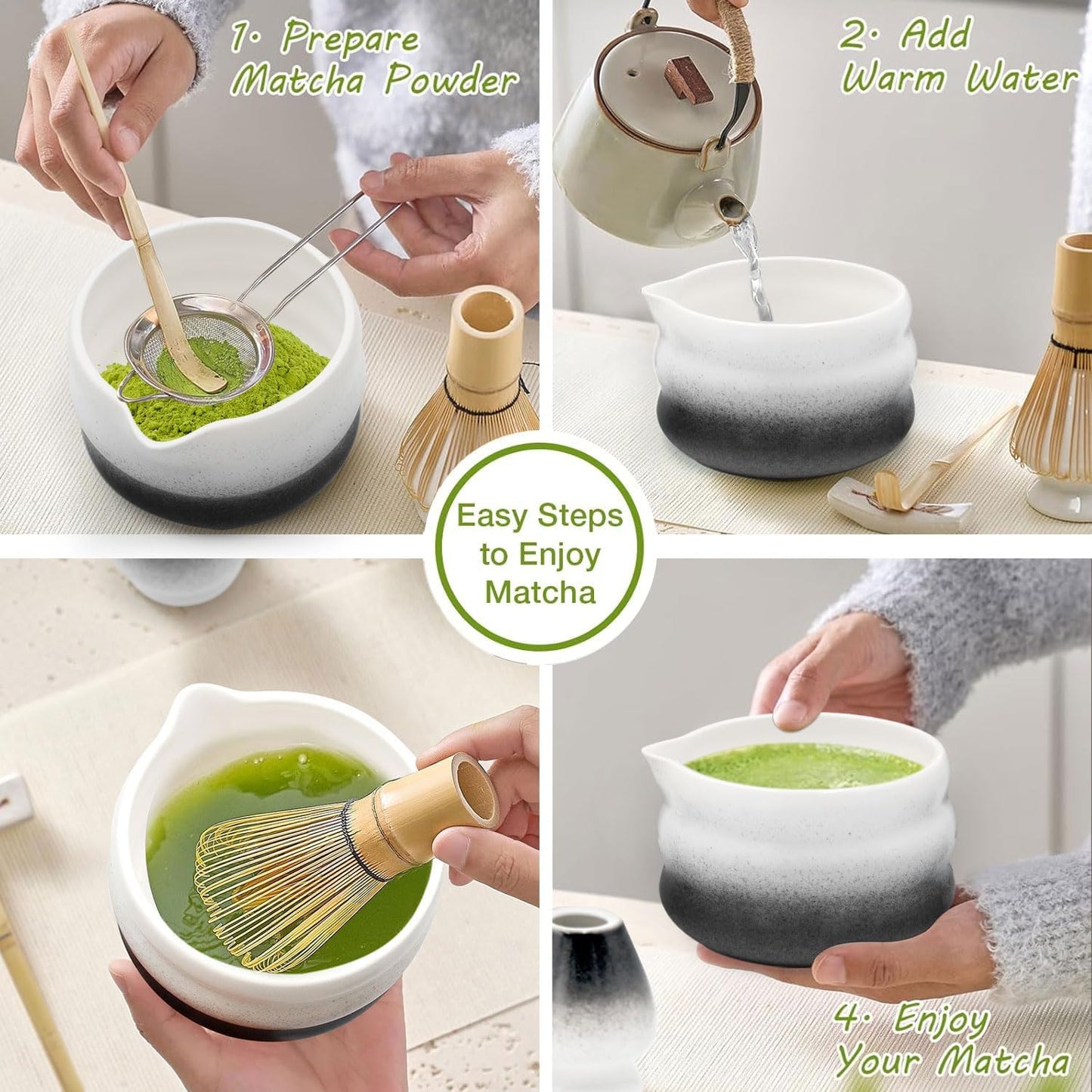 5-teiliges Matcha-Tee-Set, Schwarz