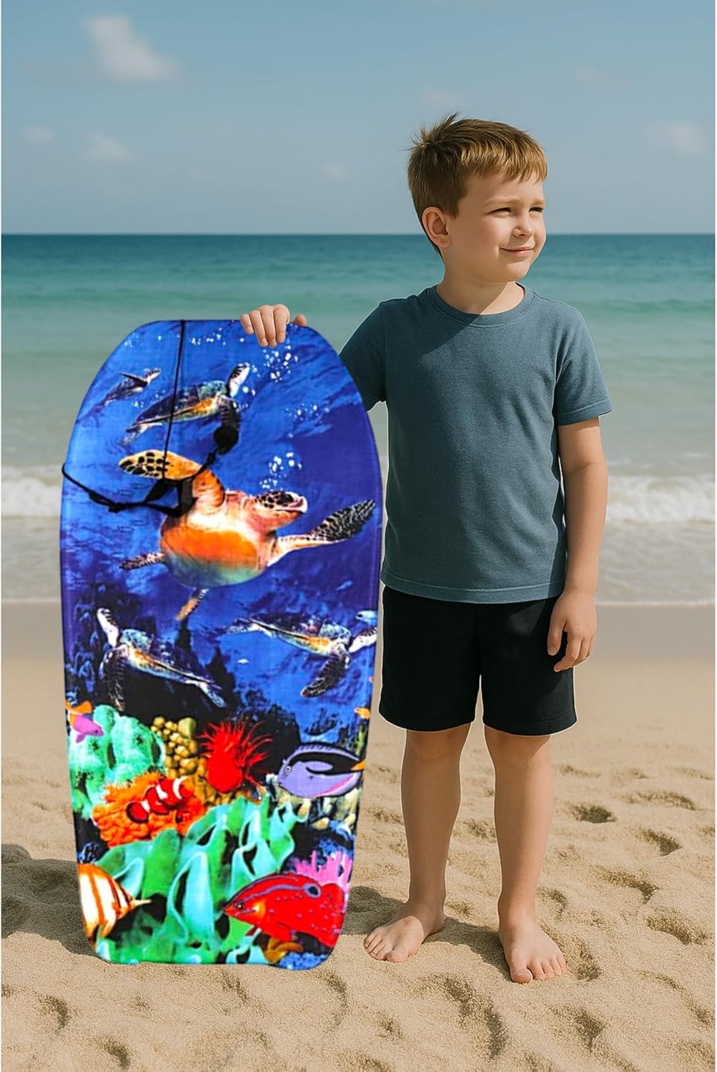 Bodyboard für Kinder mit Leash, Schildkröte