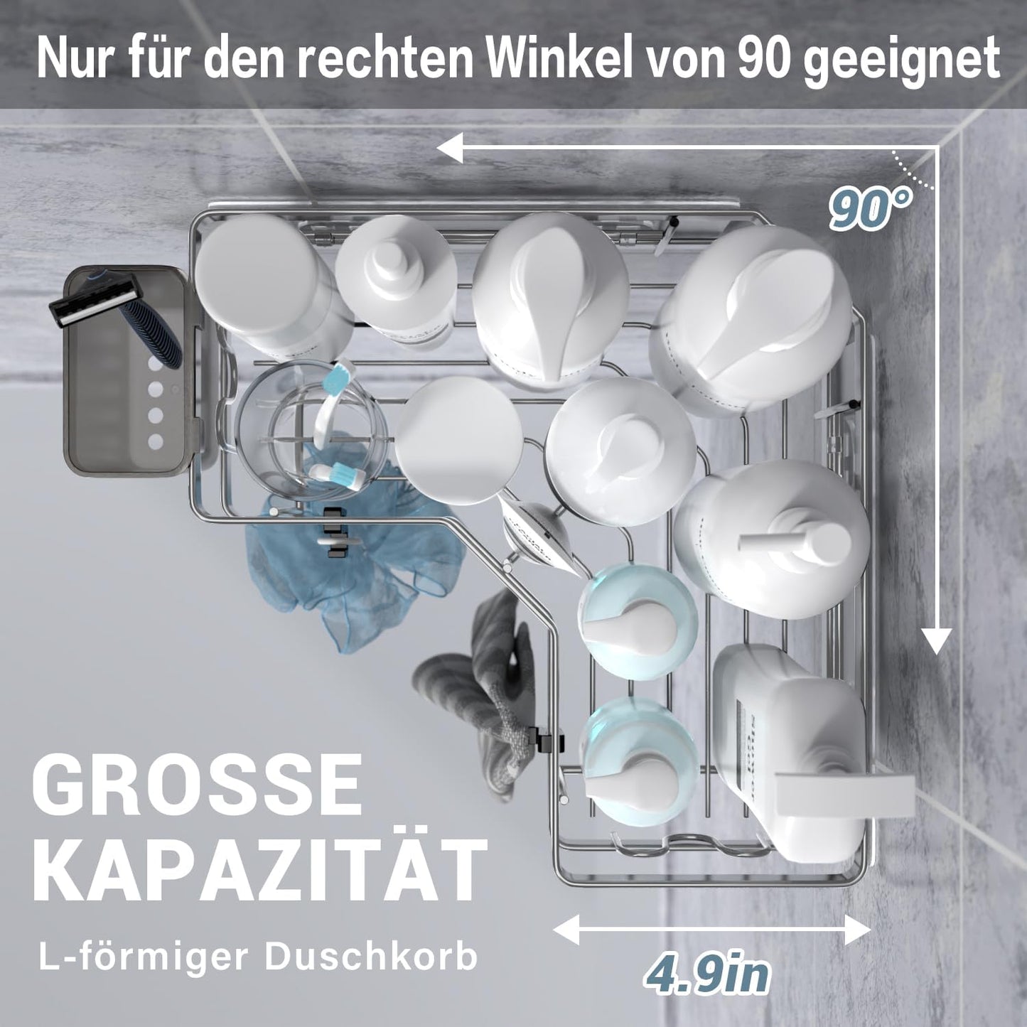 2-teiliges Duschablage-Set, Grau