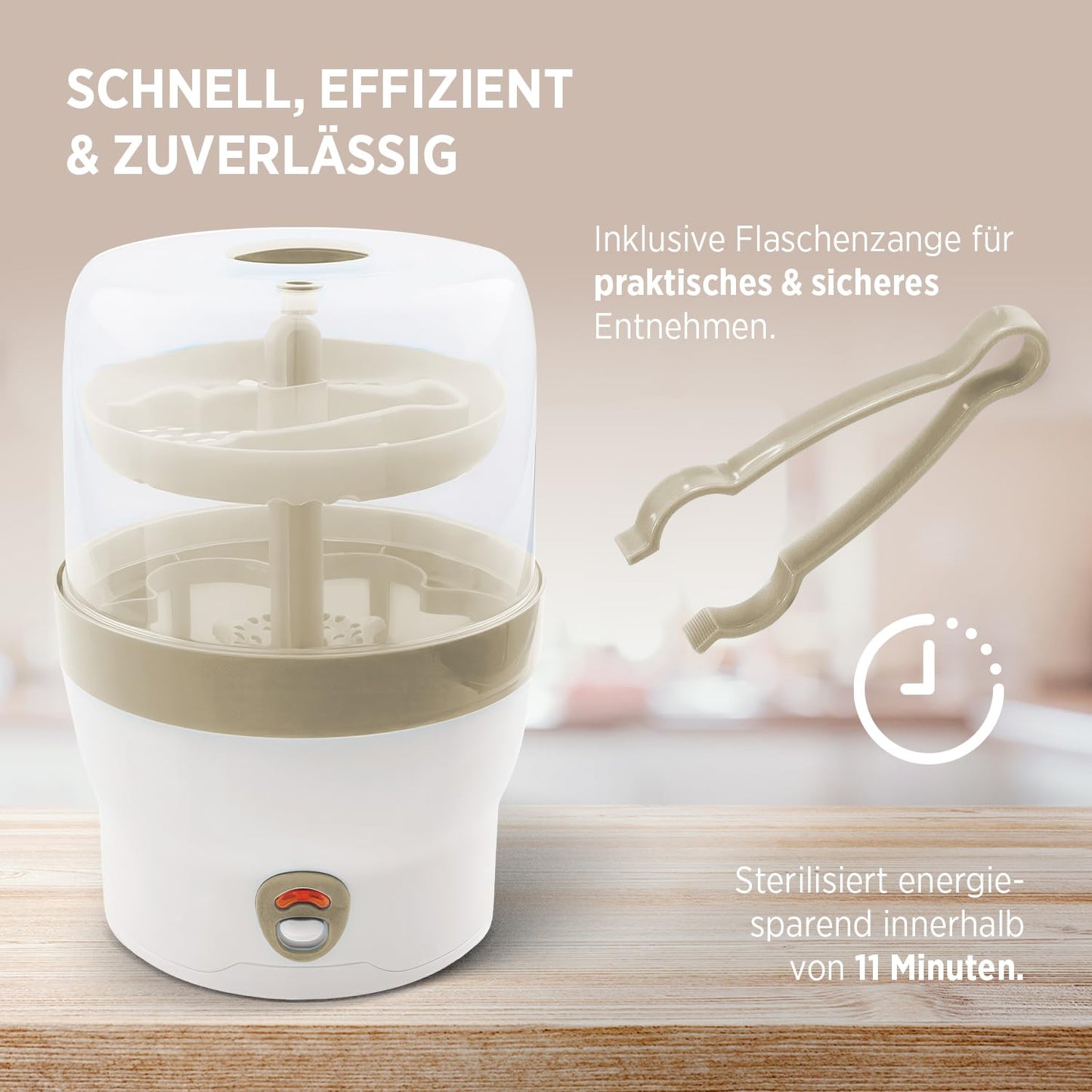 Dampfsterilisator für Babyflaschen, Beige