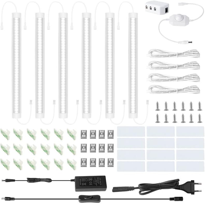 6 Stück Dimmbare LED-Unterbauleuchten, 6000k Kaltweiss