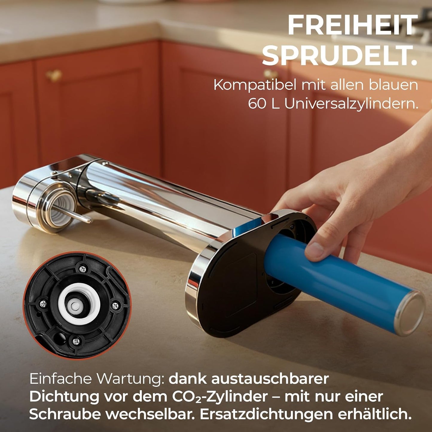 Infinity-S Wassersprudler mit 2 Flaschen á 1,25L, Silver/Silver 1,25L (2 Stück)