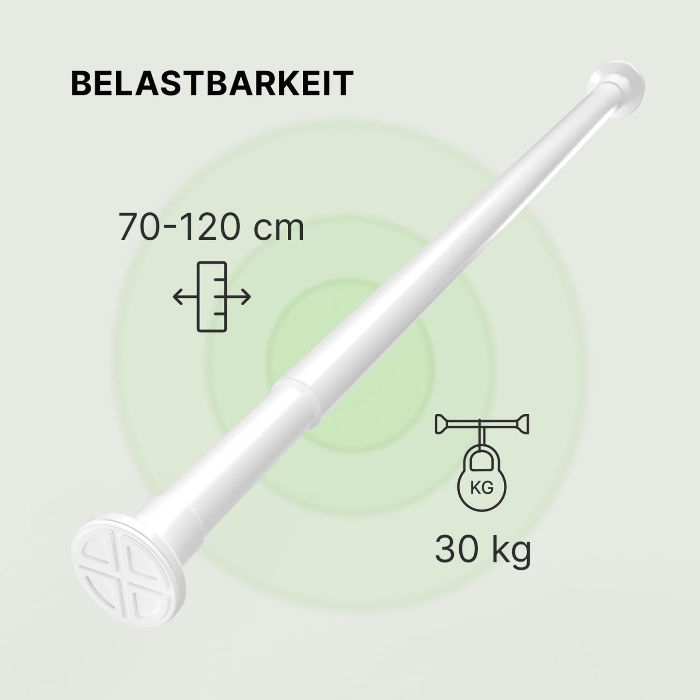 Teleskop-Klemmstange ohne Bohren (70-120 cm), 70-120 cm Weiss